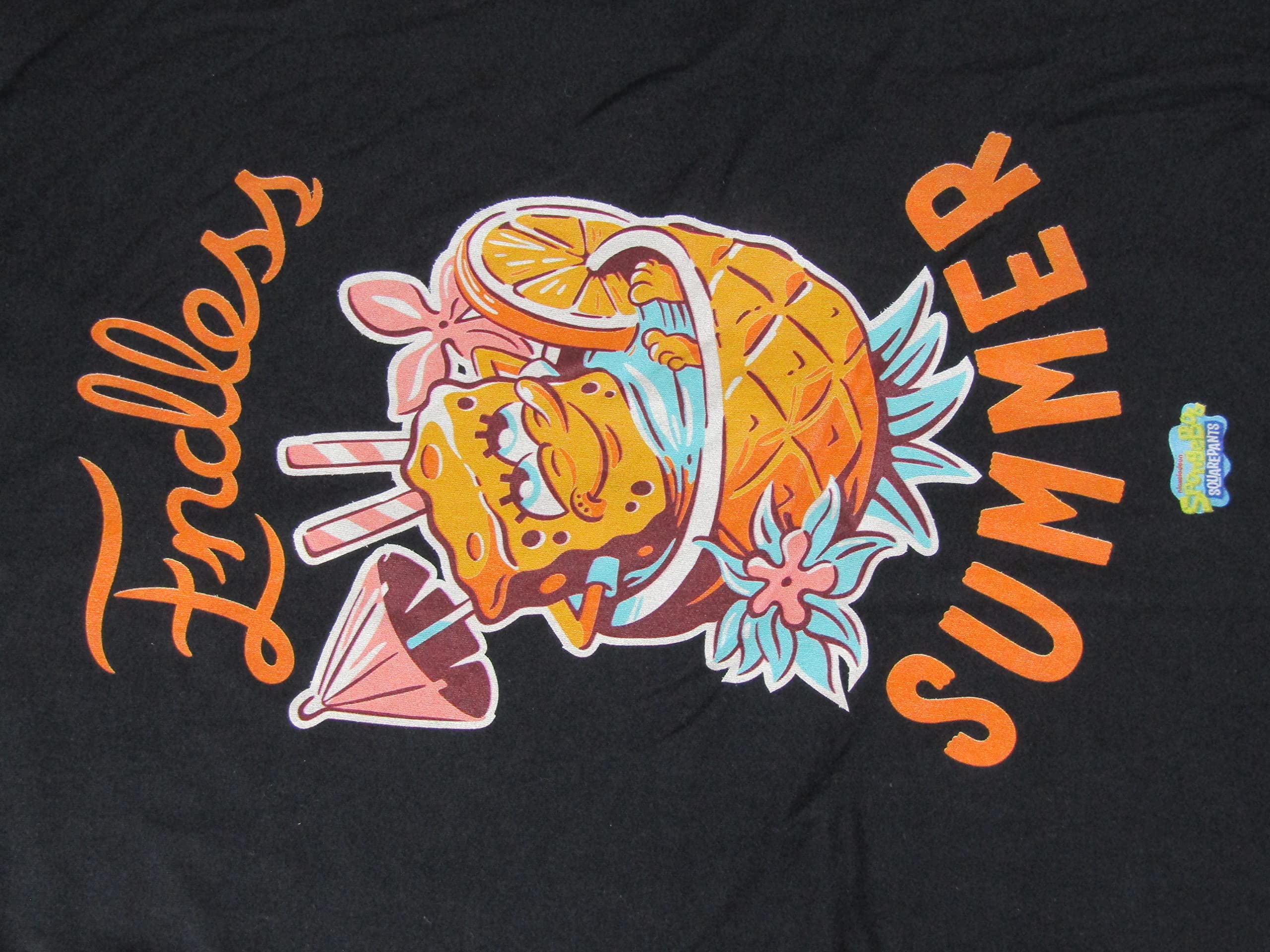 Spongebob Squarepants Pineapple Pool Graphic Tee - Men's Black Long Sleeve Shirt for Summer & Beach Parties | Cartoon Character Apparel