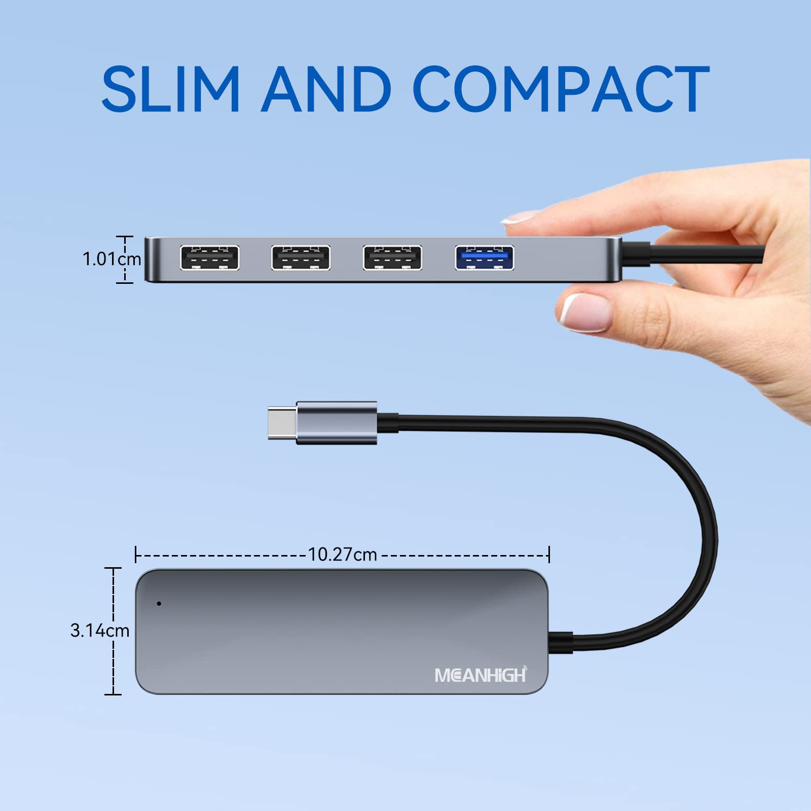4-in-1 USB C Hub with 4 Ports USB 3.0 & 2.0 Adapter - High Speed Data Transfer for MacBook Pro/Air, iPad, PC, Laptop - Perfect for Office Work, Travel & External Storage Devices