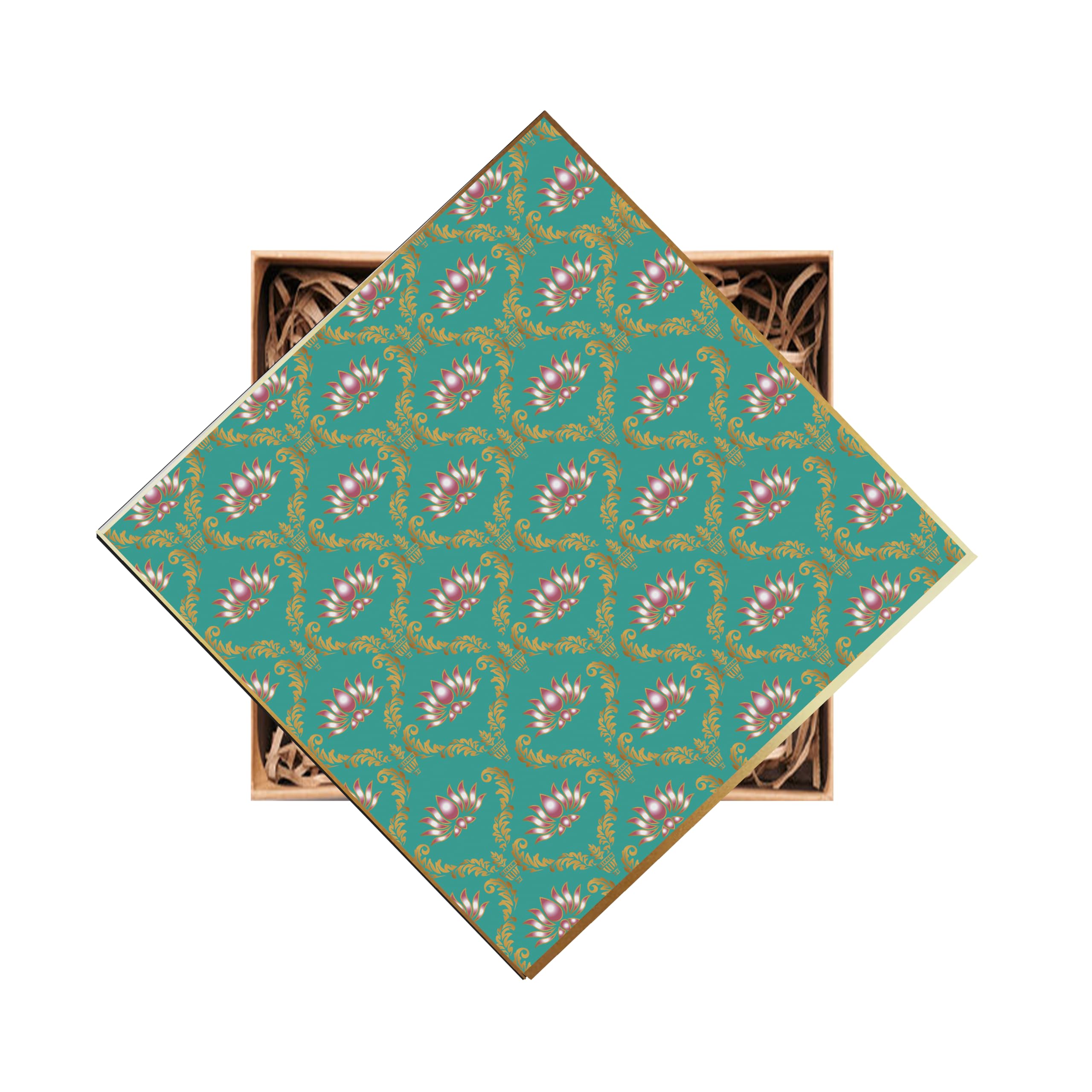 Eco-Friendly Green Lotus Gift Box for Packaging (25x25x10cm) - Holds Up to 2kg, Multipurpose Present Box for Birthdays, Weddings & Corporate Gifts - 1 Pack Sustainable Gift Hamper for All Occasions - Perfect for Chocolate, Wine & Luxury Gift Packaging