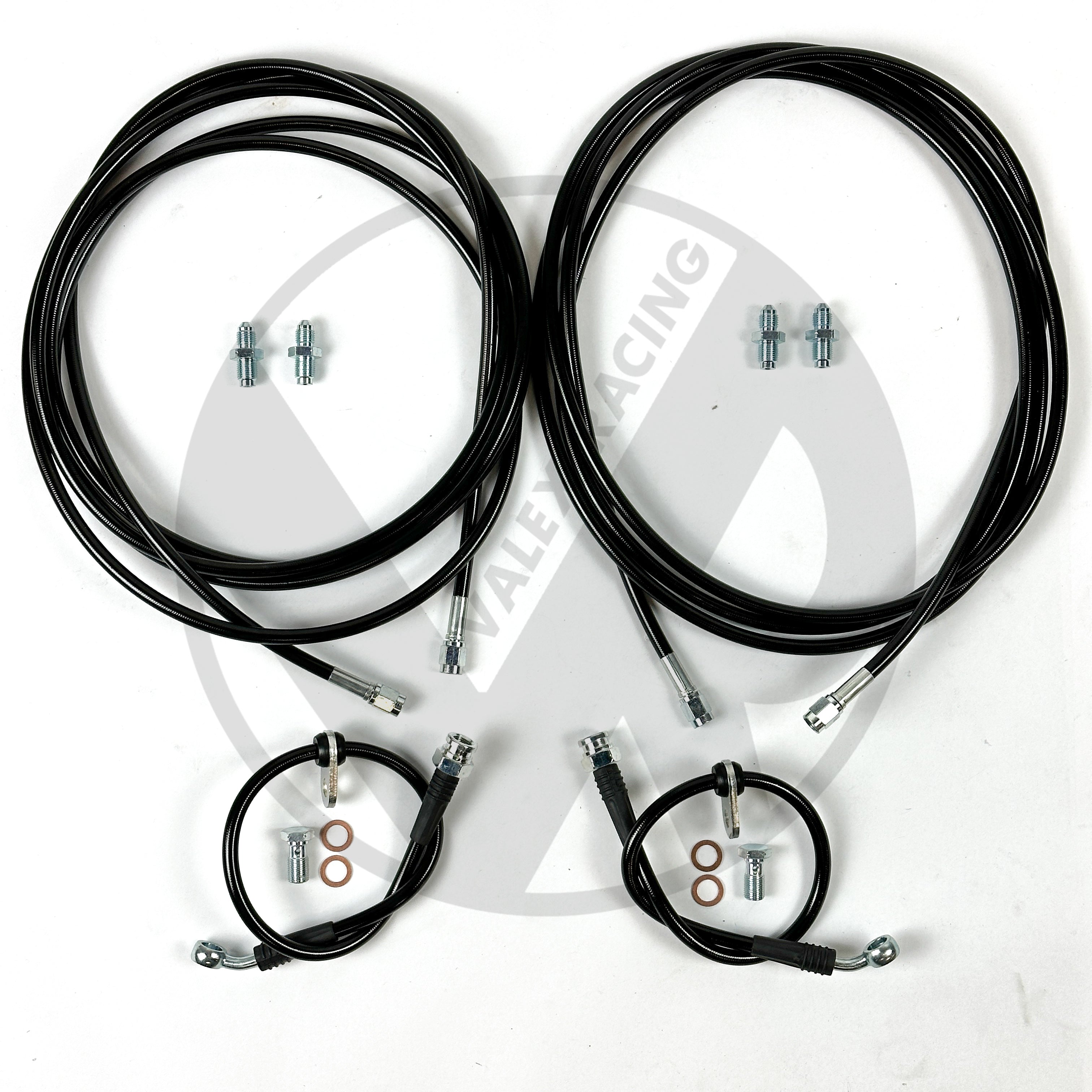 92-95 Honda Civic Rear Brake Line Kit - Black Stainless Steel Brake Hose Replacement for Disc Brake Models | Perfect for DIY Car Repair & Performance Upgrades