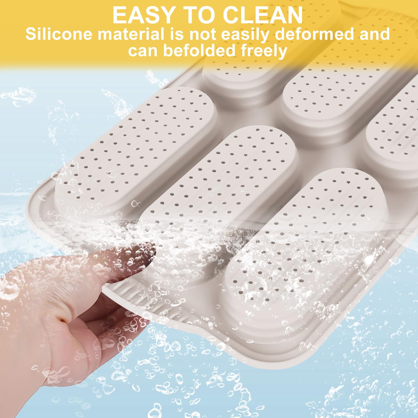 Nonstick Silicone Baguette Pan - 6-Cavity Perforated Baking Tray for French Bread, Hot Dog Buns & Sandwiches | Oven-Safe Bread Mold in Nordic Brown | Perfect for Home Baking, Restaurants & Bakeries