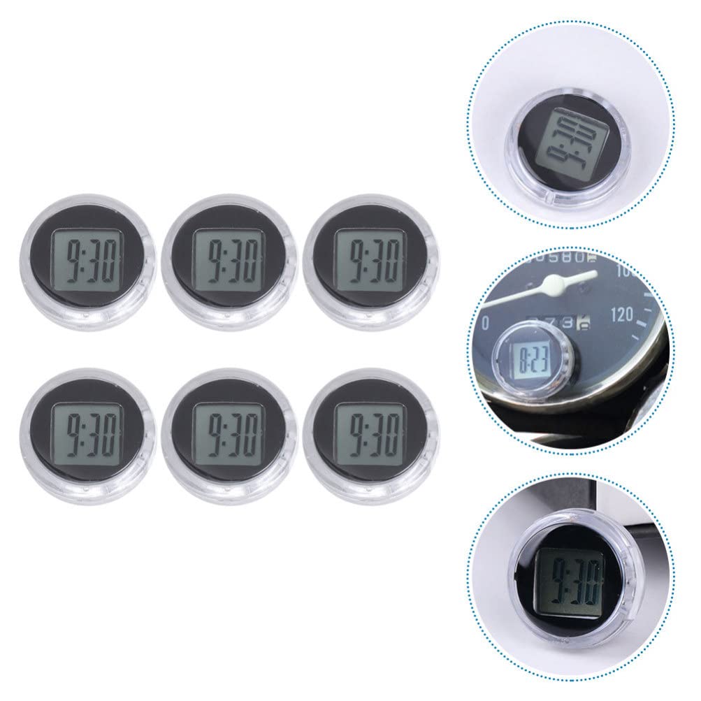 Gatuida 6PCS Mini Motorcycle Digital Clocks - Stick-On Bike & Car Watch for Vehicles