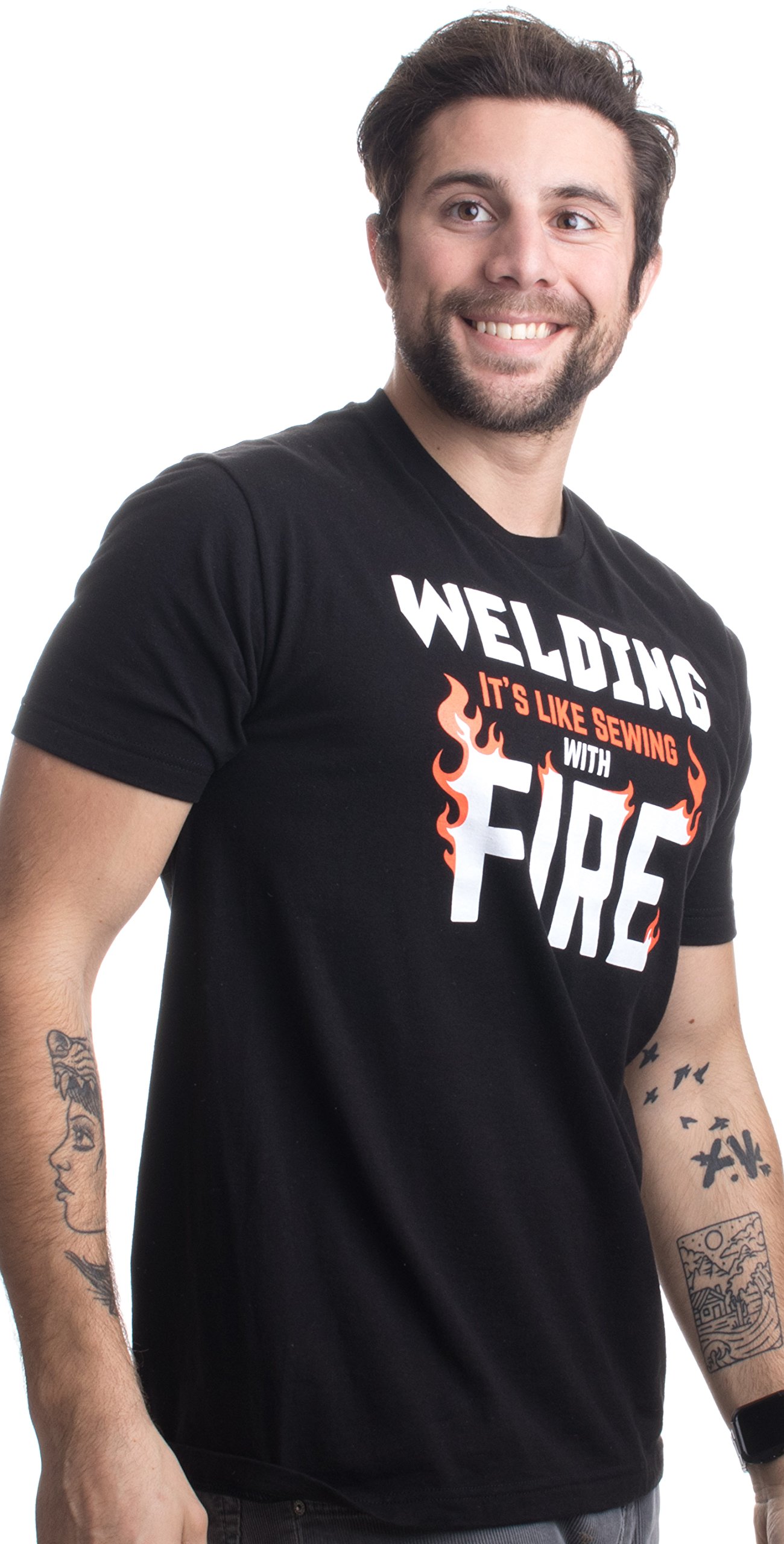 Funny Welder T-Shirt - It's Like Sewing with Fire | Gift for Welders & Repairmen | Workshop, Construction Site, DIY Projects