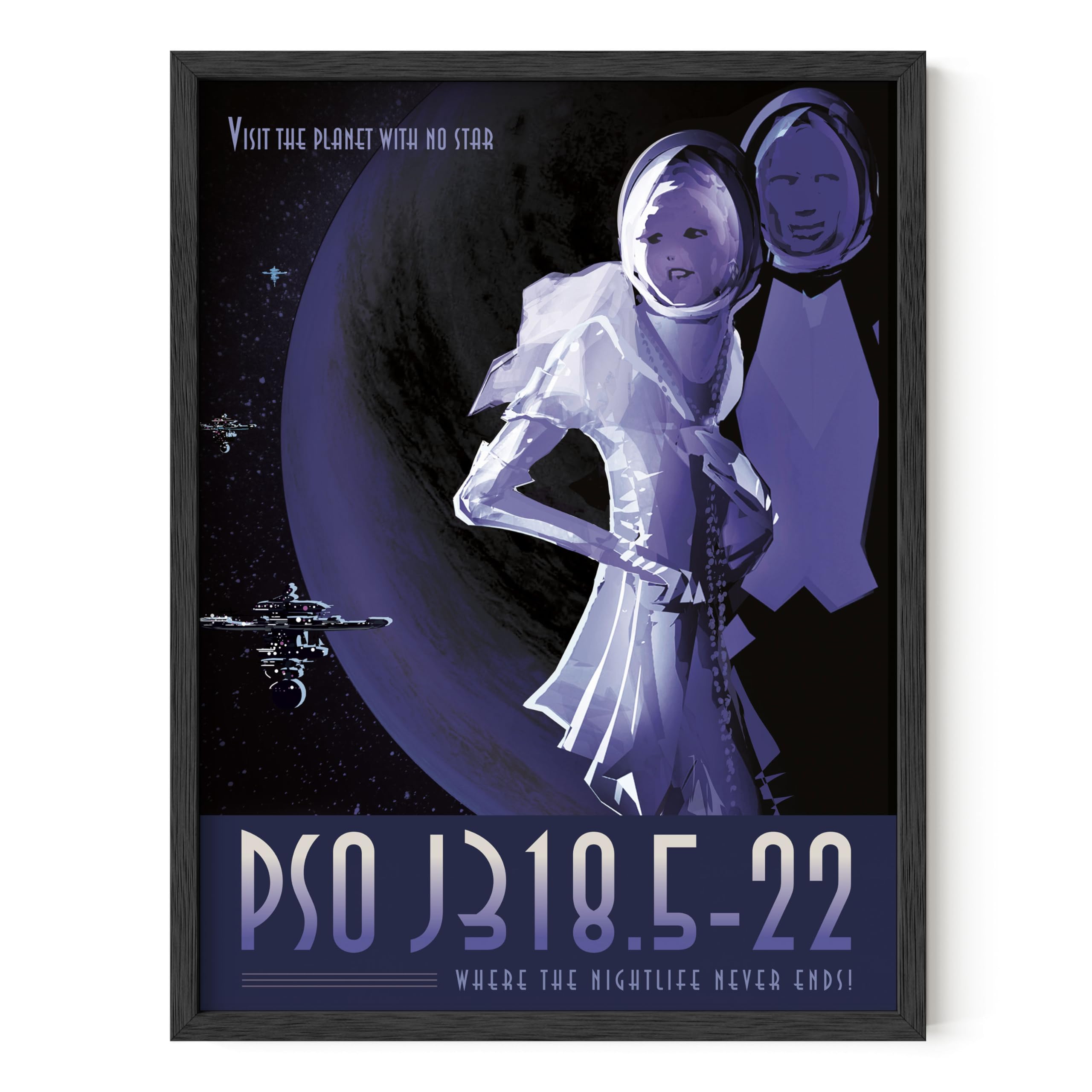 HAUS AND HUES PSO Space Poster - Vintage NASA JPL Space Exploration Art Print, Sci-Fi Wall Decor with Black Frame (12x16) - Perfect for Living Room, Bedroom & Office Decor