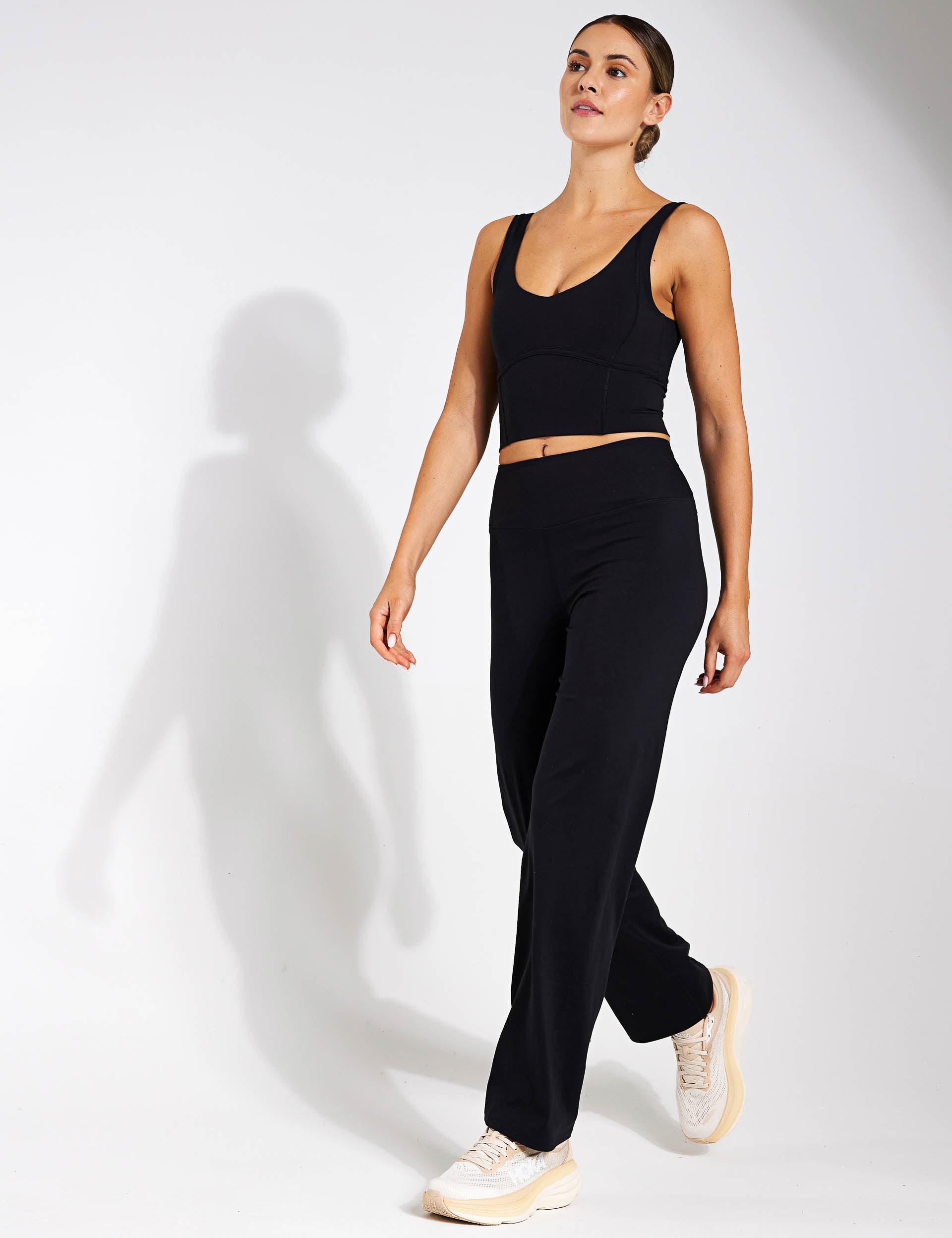 Straight Leg Yoga Joggers for Women - Stretchy Black Workout Pants for Yoga, Running & Lounge Wear - Comfortable High Waisted Athleisure Pants