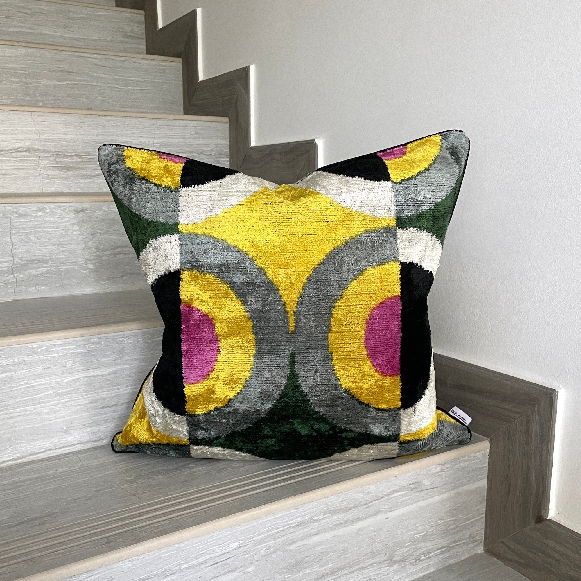 Luxury Velvet Ikat Cushion Cover | Bohemian Decorative Throw Pillow for Sofa & Bed | Home Decor Accent for Living Room & Bedroom