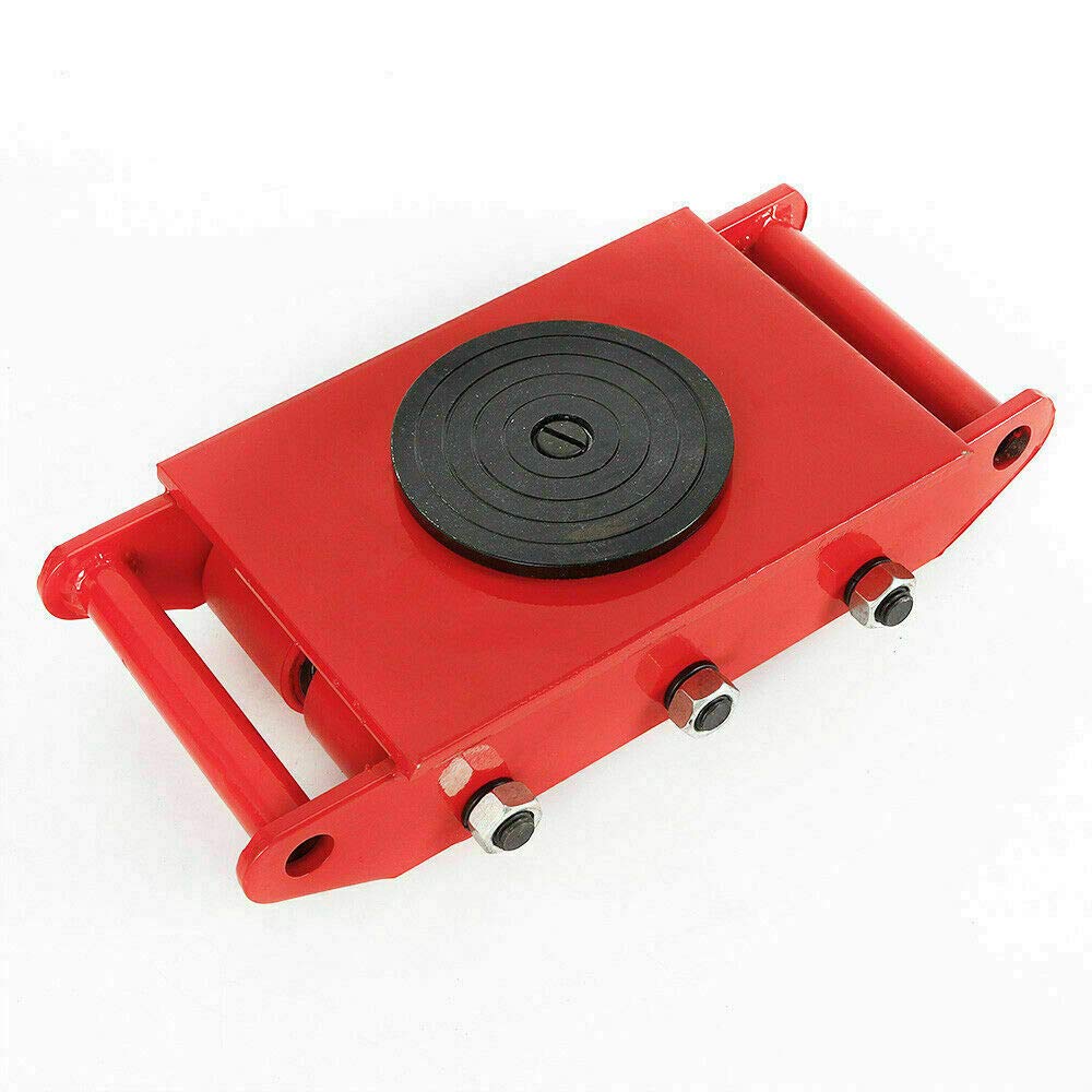 8T/17,600 lbs Heavy Duty Machinery Mover with 360° Rotation & Steel Rollers - Industrial Dolly Skate for Workshop, Warehouse & Factory Equipment Moving - Red CNCEST Cargo Trolley with Built-in Handle