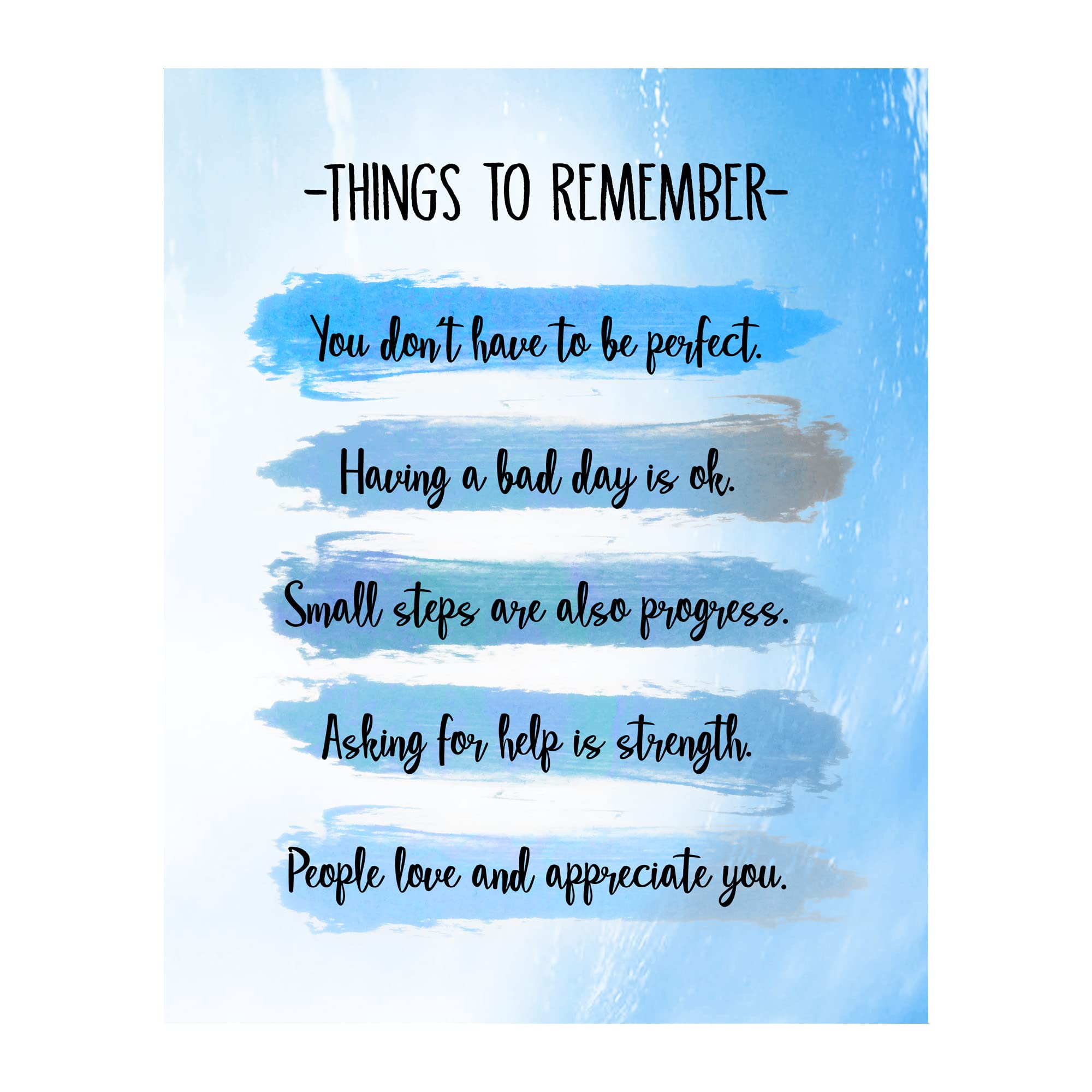 Inspirational Wall Art Decor - 'Things to Remember for a Happy Life' Watercolor Print, Motivational Sign for Home, Office & School (8x10 Unframed) - Perfect for Living Room, Bedroom or Workspace Decor