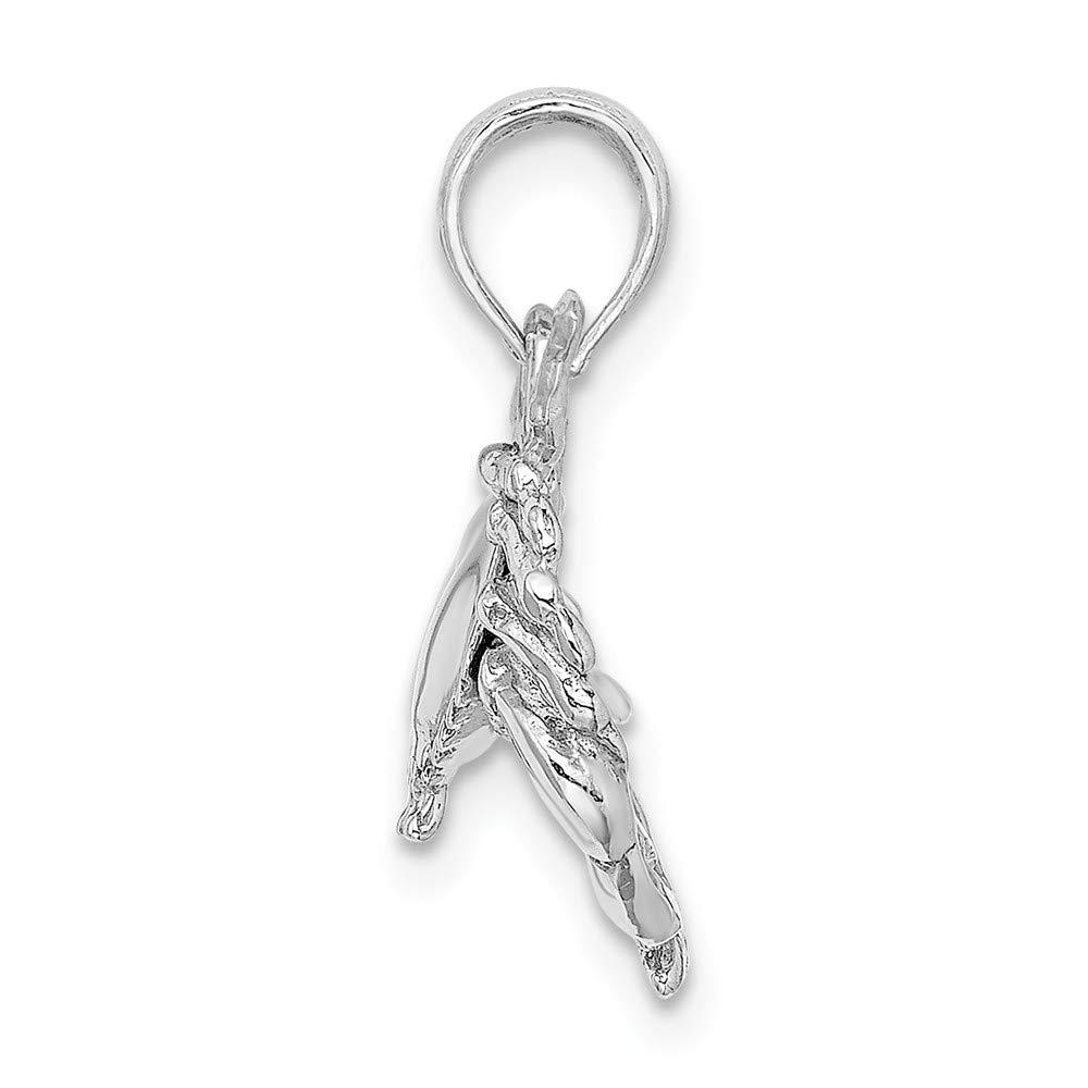 14K White Gold Crab Pendant with White Stones - High Polish 2D Design | Perfect for Beach Lovers, Summer Jewelry & Unique Gifts