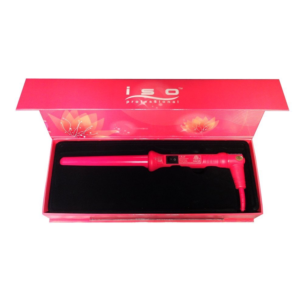 ISO Tourmaline Ceramic Hair Curling Iron 25-32mm with Heat-resistant Glove for Salon & Home Styling