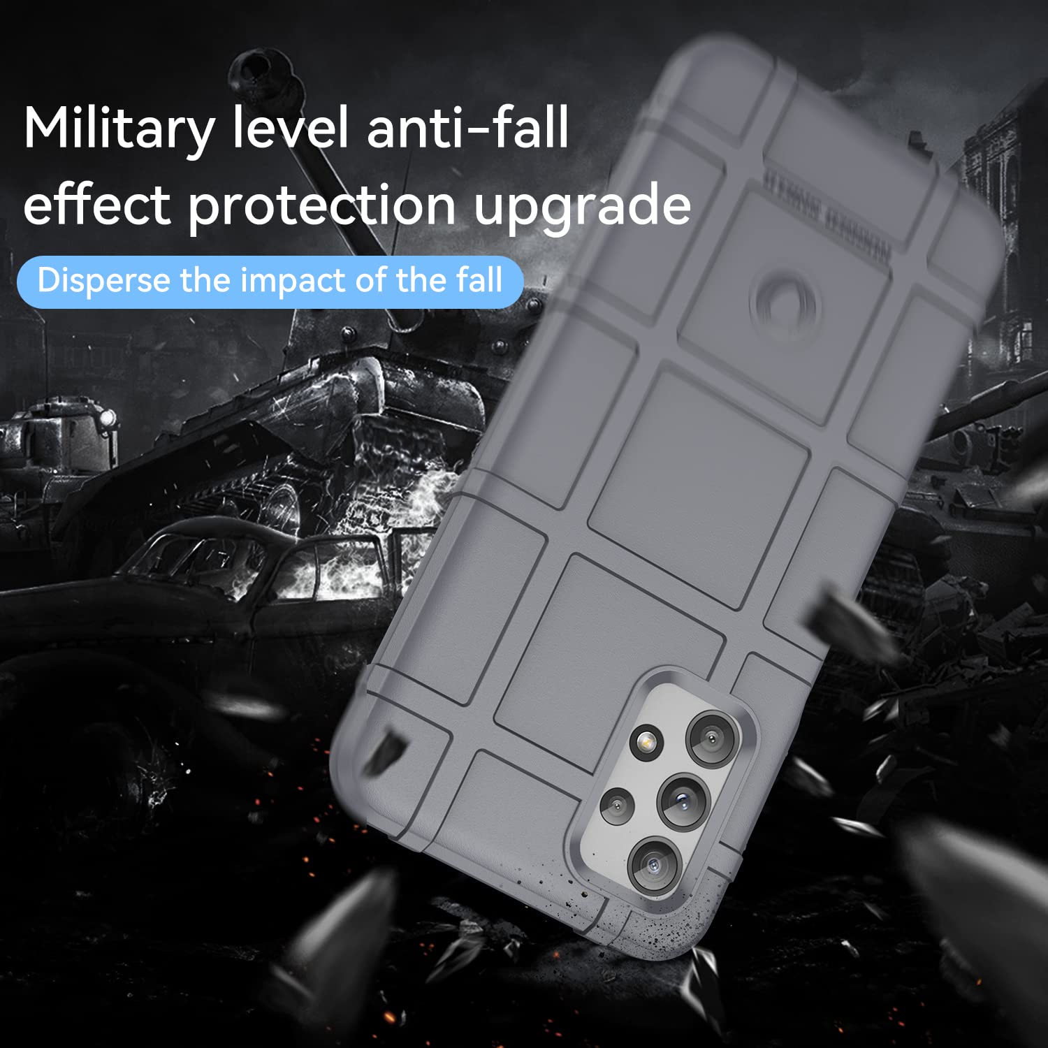 Military Grade Shockproof Galaxy M23/F23 Case - Drop-Tested Protective Cover with Camera Lens Shield (HD Gray) - Perfect for Outdoor Activities, Work & Daily Use