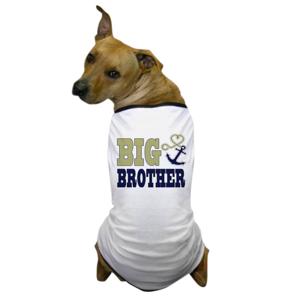 Big Brother Cute Nautical Anchor and Dog Graphic T-Shirt - Soft Cotton Tee for Boys - Perfect for Sibling Matching Outfits, Beach Trips & Family Photos