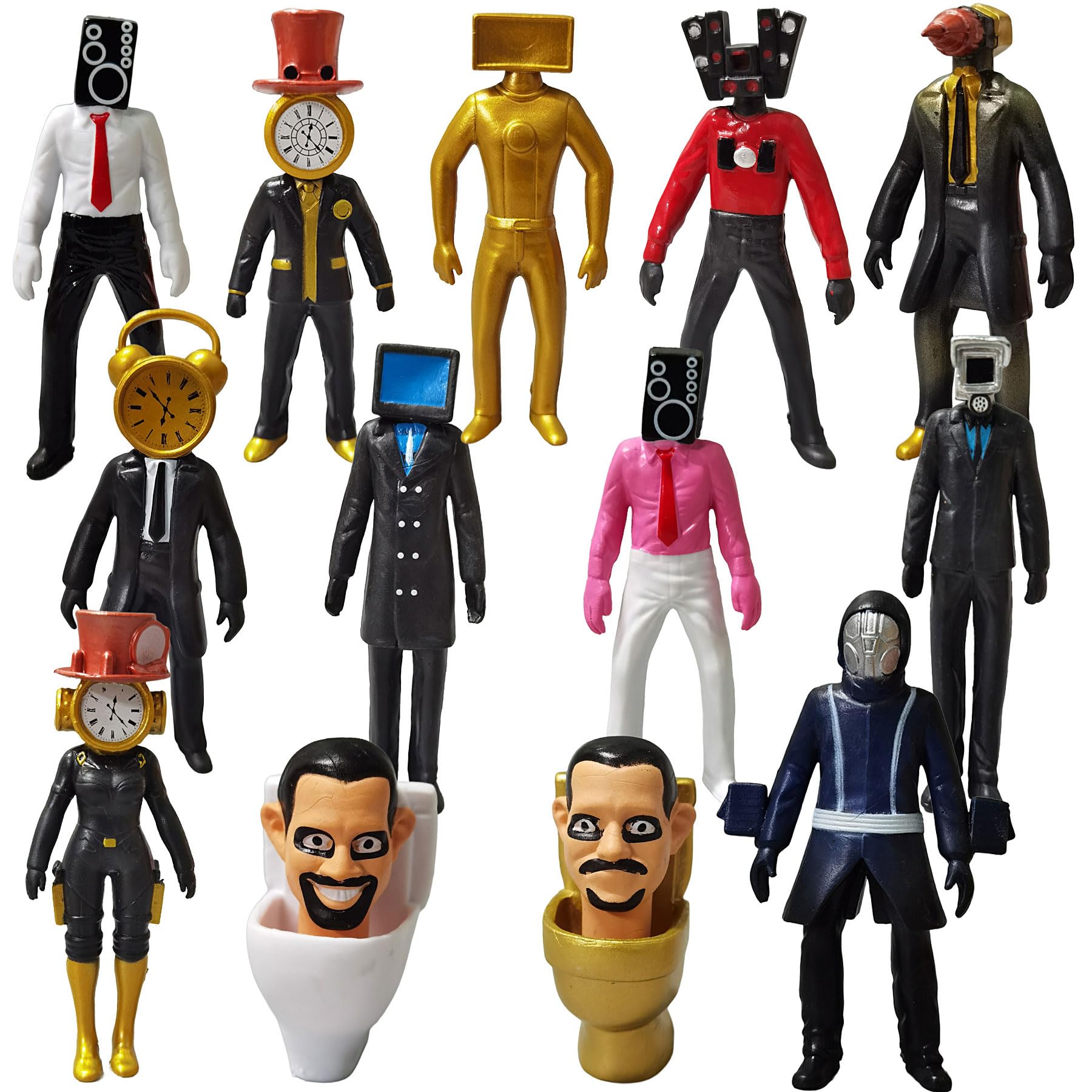 Skibid Toilet Action Figure Set - 13PCS Titan TV Man, Drill Man, Clock Man Toys for Kids Birthday Gifts | Perfect for Role Play, Collection & Party Favors