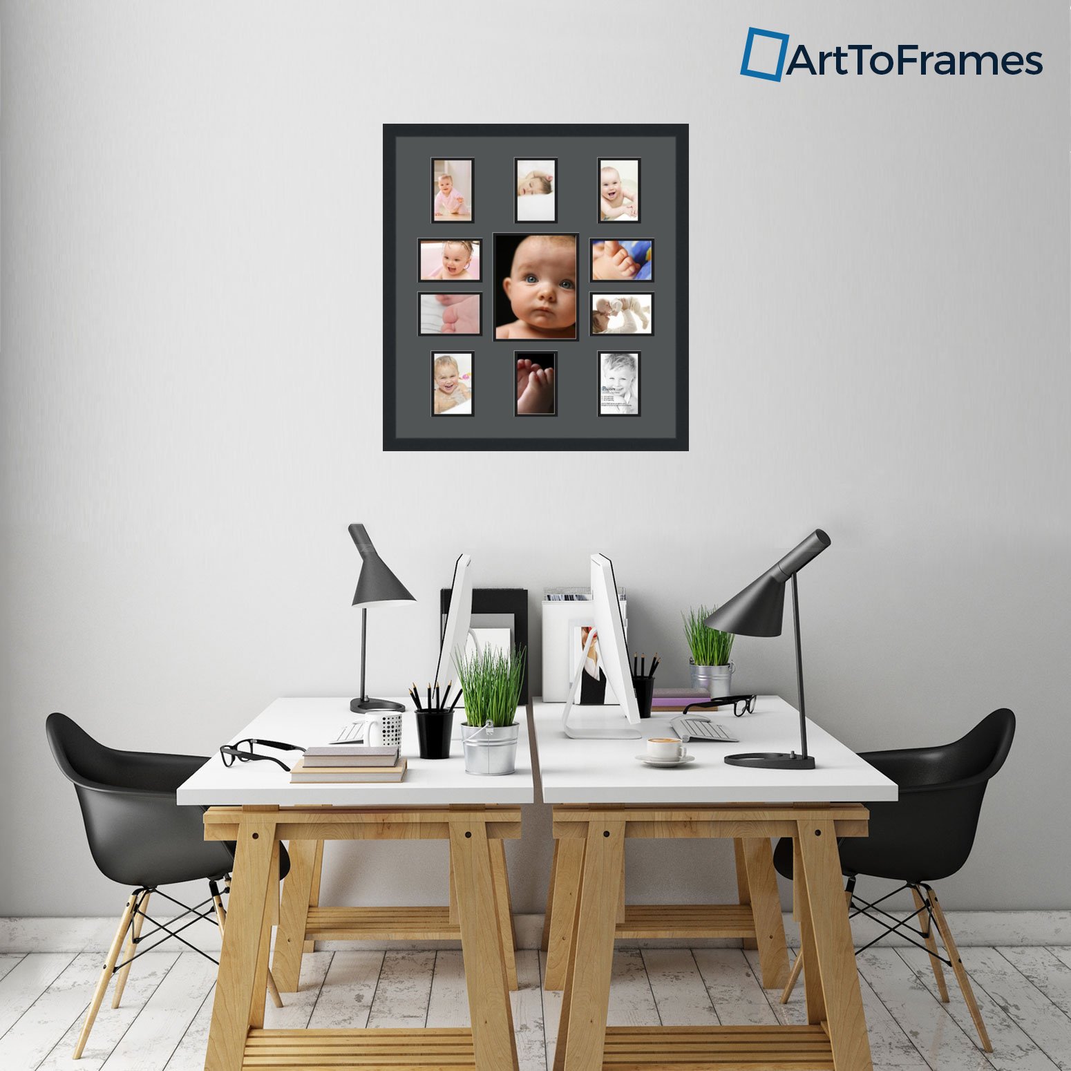 Art to Frames 8x10 & 10x4 Photo Collage Frame with Double Mat - Black Satin Finish for Wall Display | Perfect for Family Photos, Wedding Memories & Home Decor