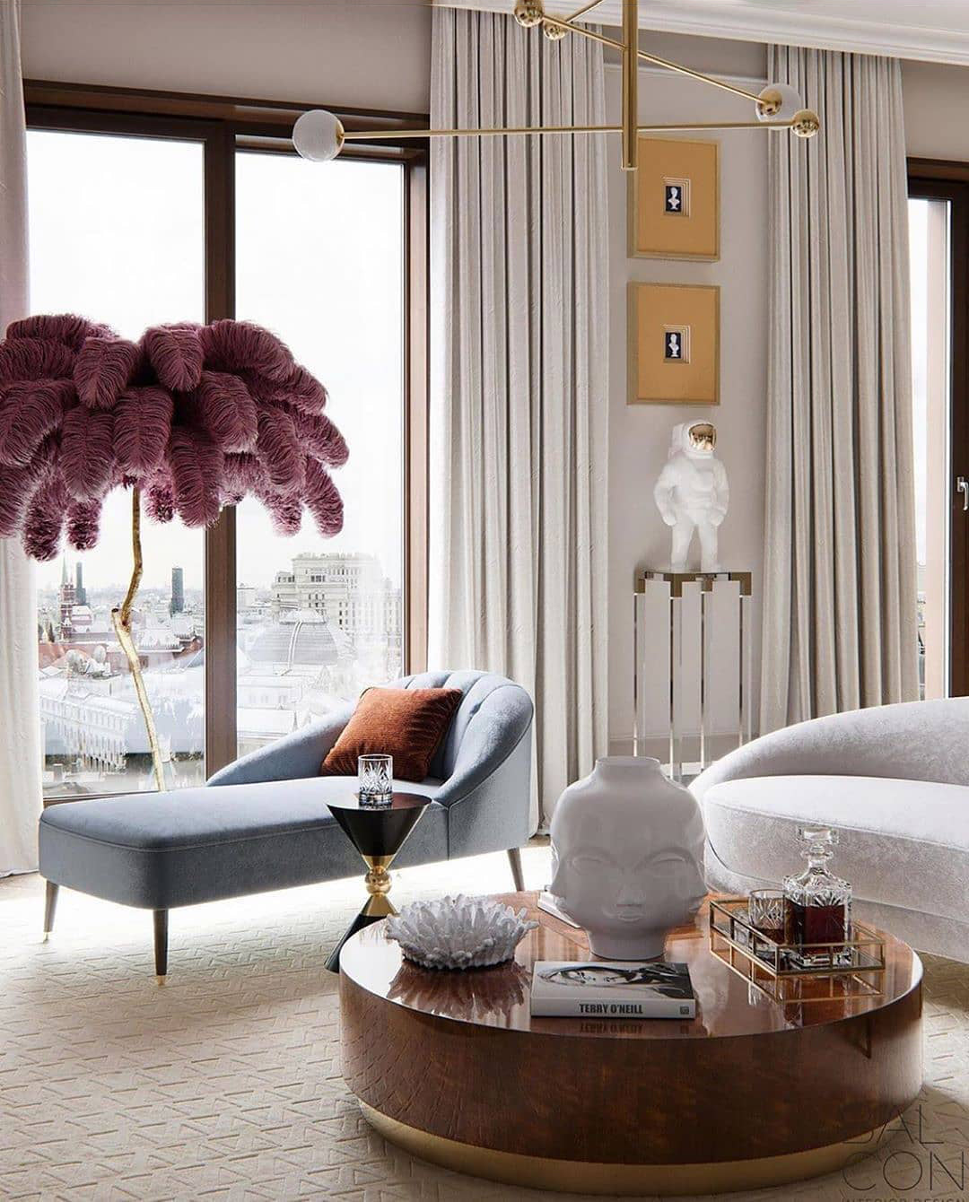 Stylish Ostrich Feather Brass Floor Lamp - Elegant Home Decor for Living Room, Bedroom & Office - Perfect for Ambient Lighting and Modern Interior Design