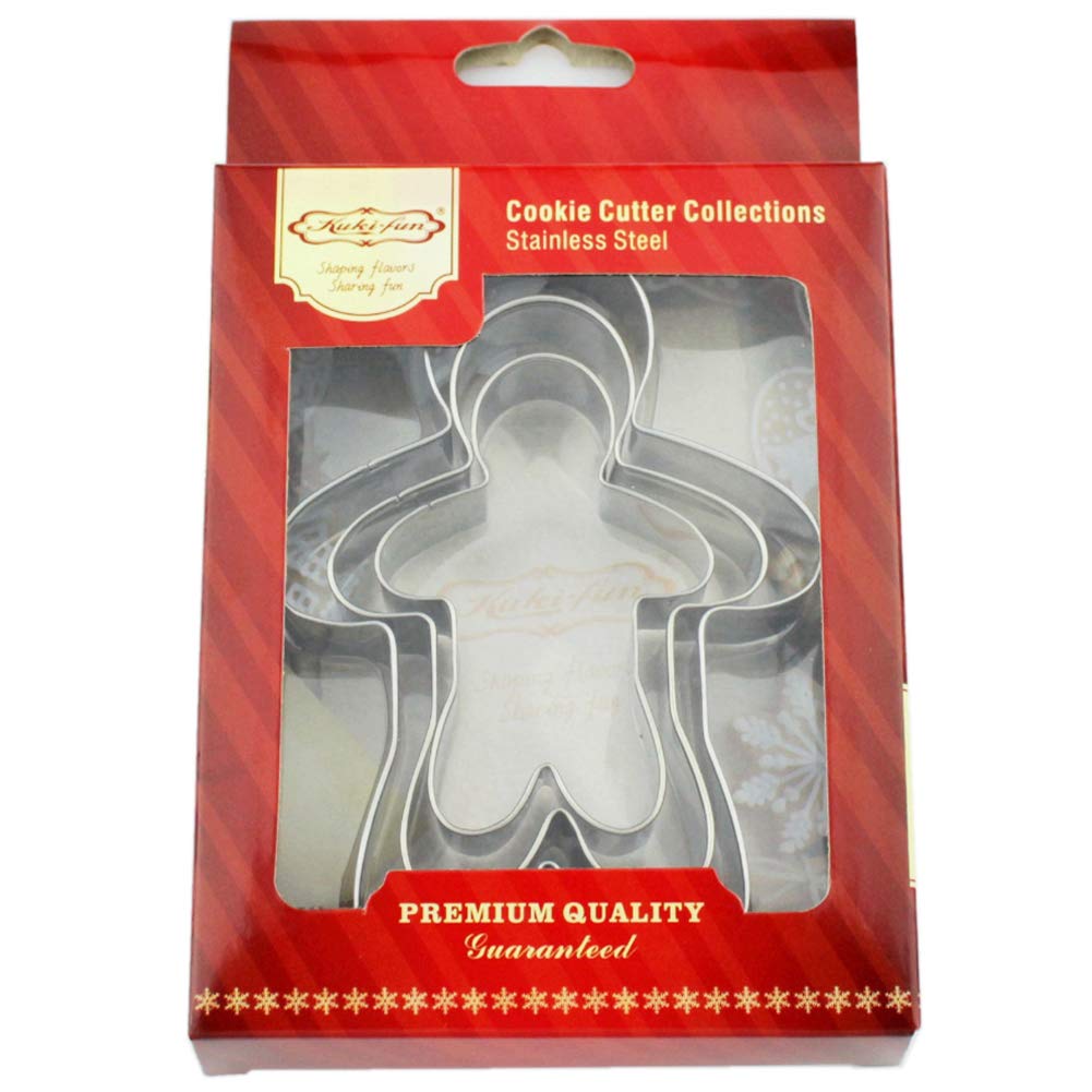 Premium Stainless Steel Cookie Cutter Set - 3 Piece Assorted Sizes (Gingerbread, Christmas Tree, Star) for Holiday Baking, DIY Cookies & Cake Decorating