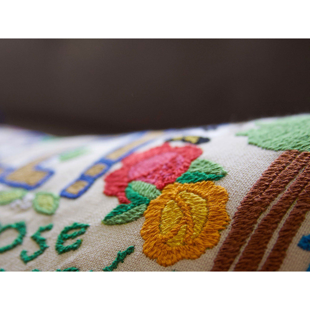 Hand Embroidered Decorative Throw Pillow Covers - Boho Chic Home Decor for Living Room, Bedroom, Sofa | Berkeley Inspired Embroidery Design