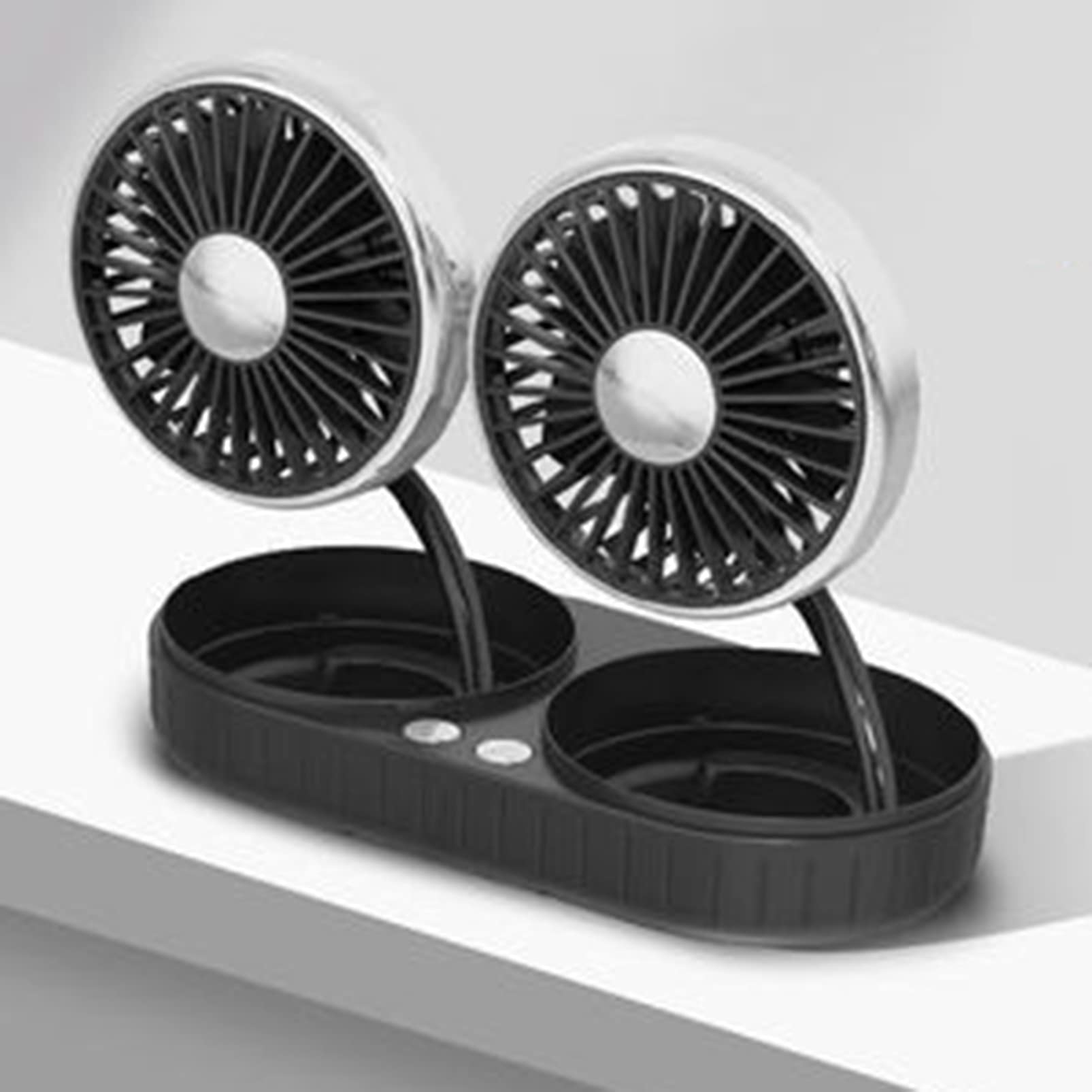 5V Dual-Head USB Car Fan with 360° Rotation - Portable Strong Wind Vehicle & Desk Fan with 3 Speed Settings - Perfect for Car Dashboard Cooling, Home Office & Summer Travel Accessories