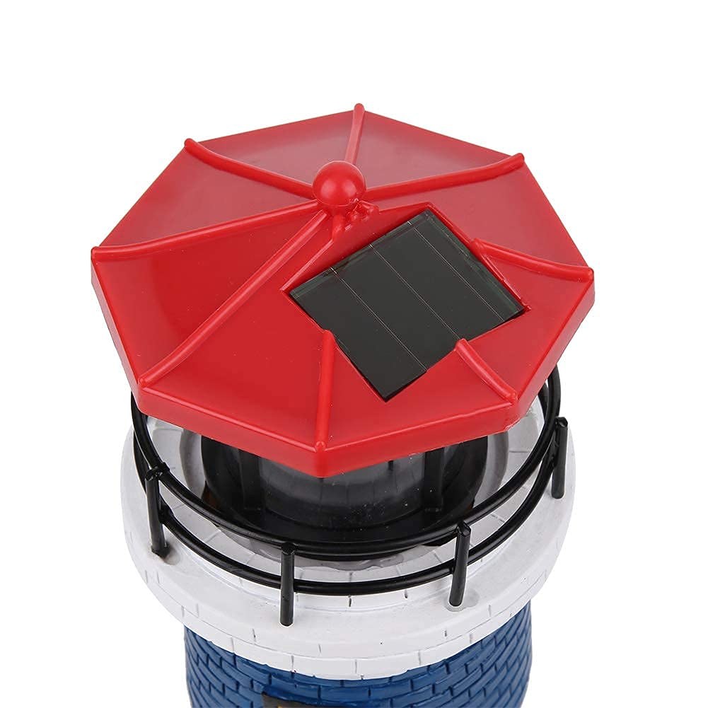 Omabeta LED Solar Powered Lighthouse Statue - Outdoor Rotating Garden Light for Yard, Lawn & Patio Decor - Waterproof Solar Lighthouse Lamp in Red, Blue & White - Perfect for Pathway, Landscape & Backyard Lighting