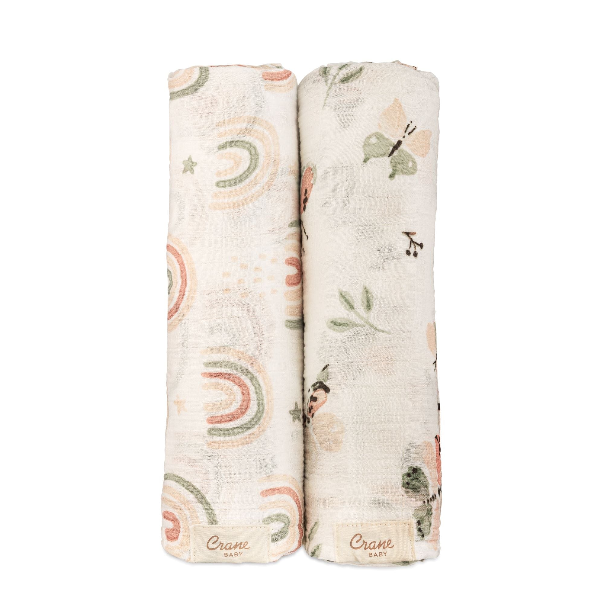 Crane Baby Parker 2-Piece Swaddle Set - Soft Cotton Newborn Swaddle Blankets for Boys & Girls - Perfect for Sleeping, Swaddling & Photography