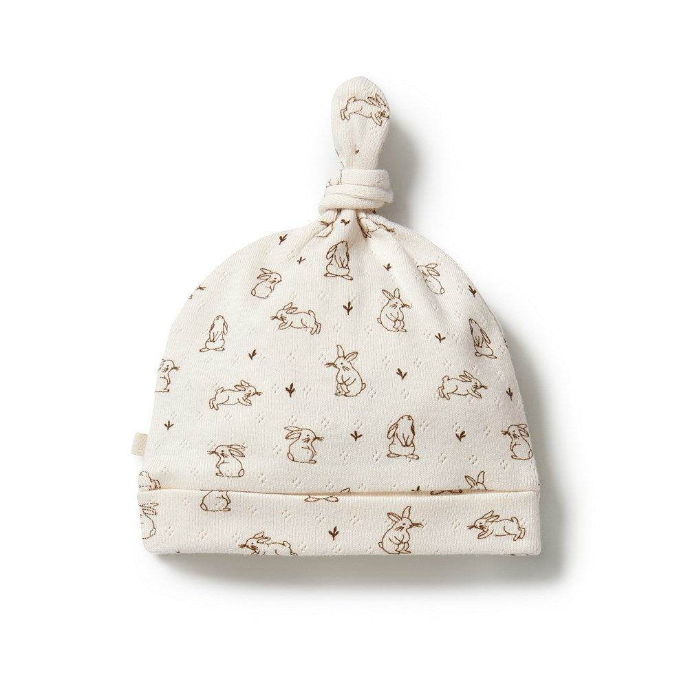 Organic Cotton Pointelle Knot Hat for Women - Soft & Breathable Winter Beanie - Perfect for Outdoor Activities, Travel & Casual Wear