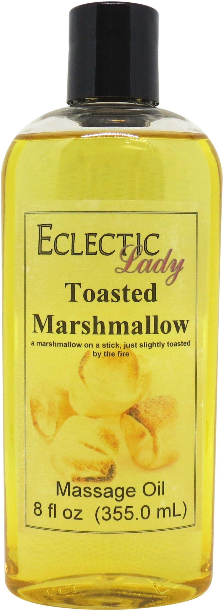 Toasted Marshmallow Massage Oil - 8 oz with Sweet Almond & Jojoba Oil | Preservative-Free Aromatherapy Oil for Relaxation & Couples Massage | Perfect for Spa Nights, Romantic Gifts & Stress Relief