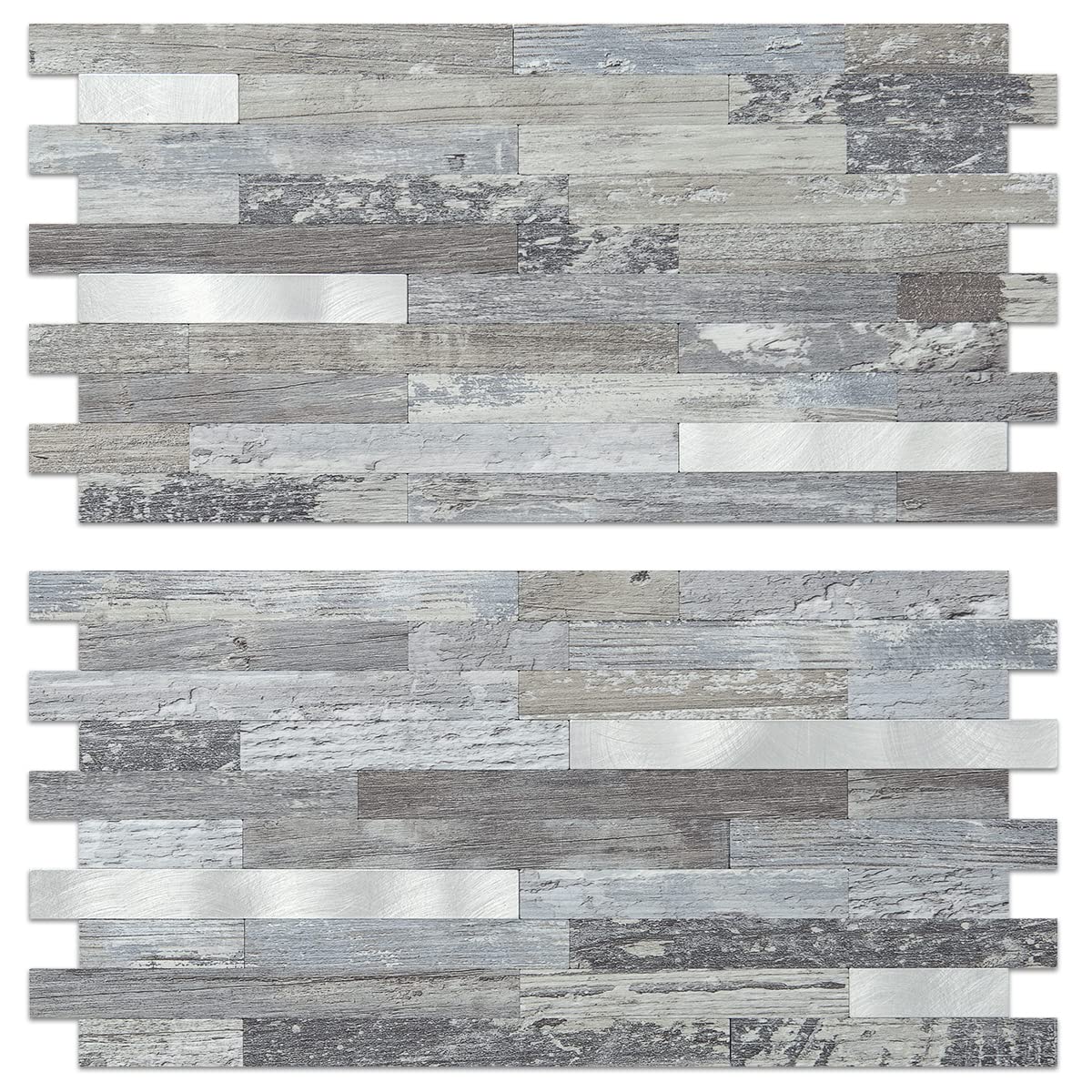 AULIGET 20 Sheets Peel and Stick Backsplash - Distressed Wood Look PVC Wall Tiles - Self Adhesive Kitchen Backsplash for Easy Installation - Perfect for Kitchen, Bathroom, Laundry Room & RV Remodeling