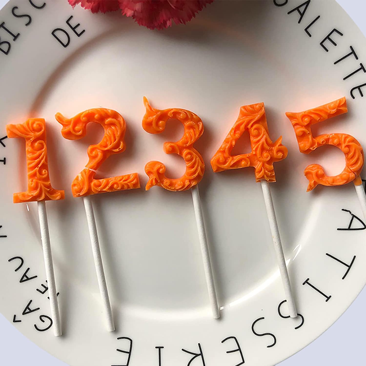 0-9 3D Embossed Silicone Number Molds Set with Stick Hole for DIY Baking - Fondant, Chocolate, Candy, Lollipop, Soap, Cupcake Decorations | Perfect for Birthday Cakes, Desserts, Ice Cubes, Clay Crafts & Plaster Projects