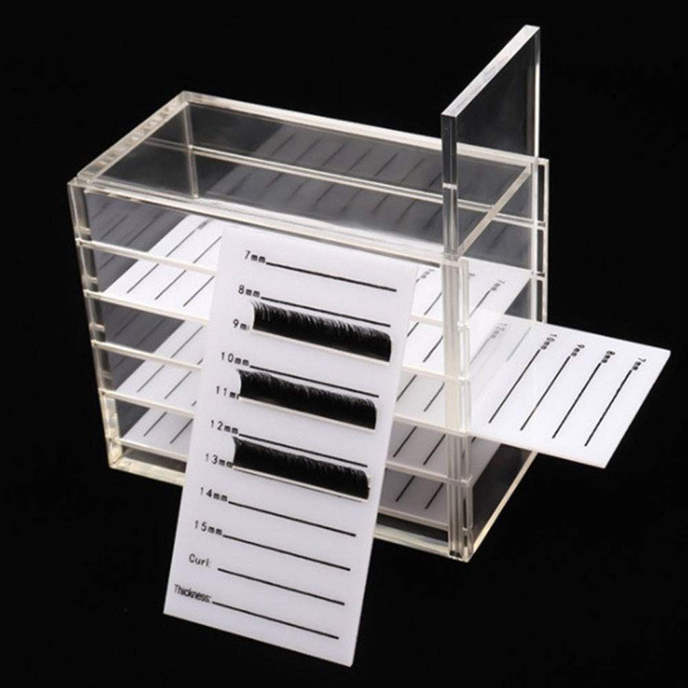 5 Layers Clear Acrylic False Eyelash Organizer Case - Professional Eyelash Extension Storage Box for Makeup Artists & Salon Use - Perfect for Lash Extension Tools, Tweezers & Glue Organization
