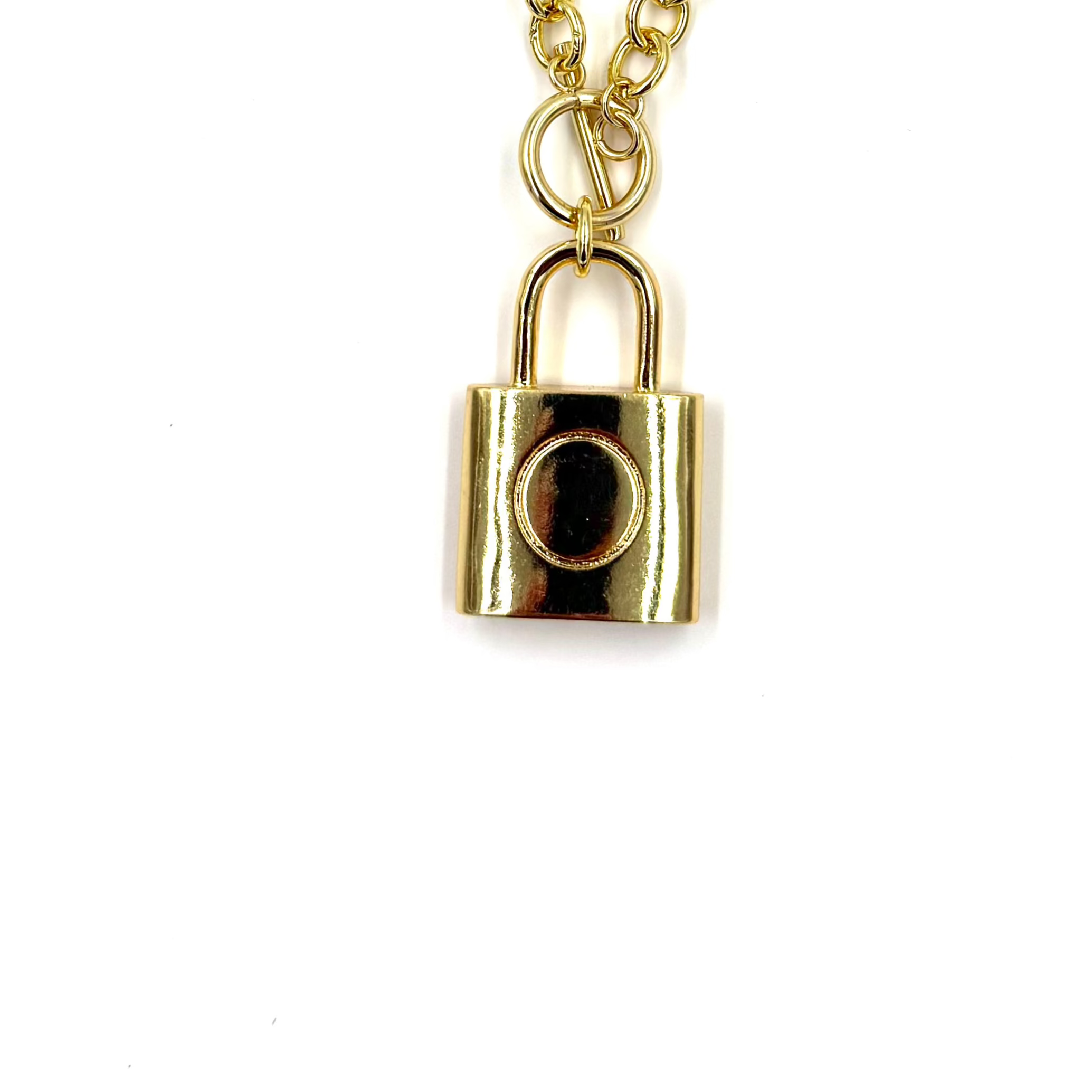 Ashley Gold Stainless Steel Gold Plated Large Lock Necklace for Women - Elegant Statement Jewelry for Parties, Weddings & Special Occasions