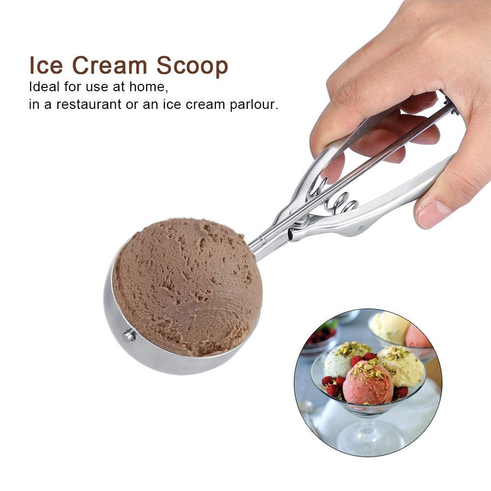 Premium Stainless Steel Ice Cream Scoop with Trigger - 6CM Cookie Dough Scooper for Ice Cream, Cupcake Batter, Mashed Potatoes & Baking - Ideal for Home Kitchens, Bakeries & Ice Cream Shops