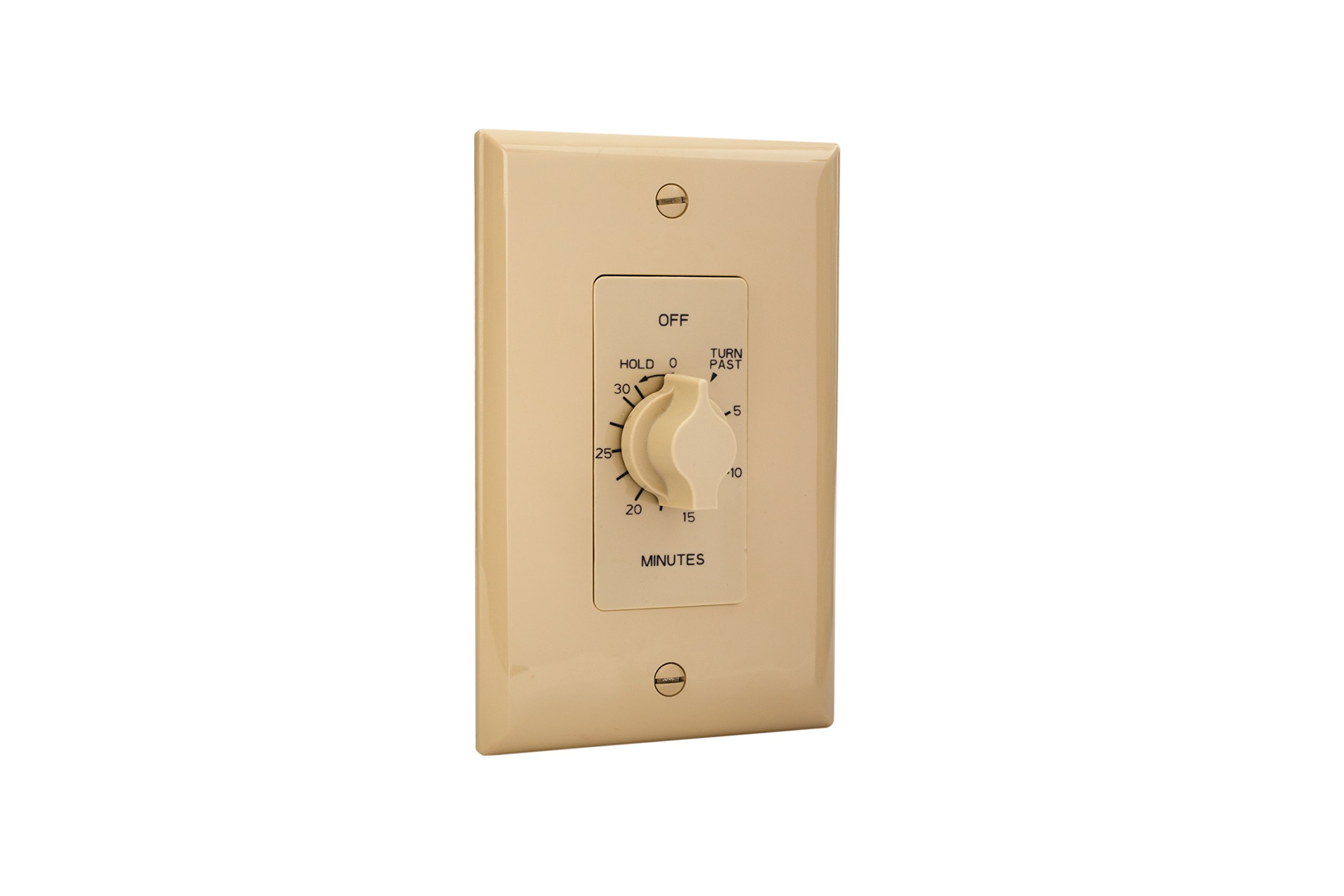 Auto-Off In-Wall Springwound Timer Switch with Hold Function - 30 Minute Countdown - Ivory - Perfect for Bathroom Fans, Kitchen Lights & Home Automation