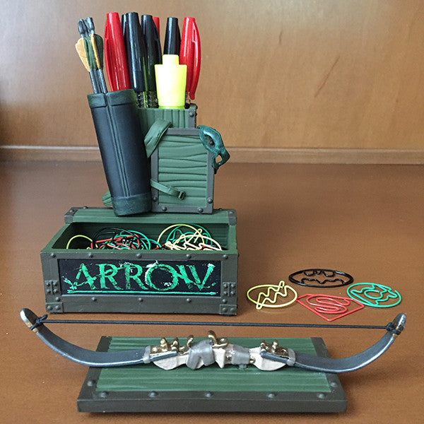 DC Comics Arrow TV Show Themed Pen Holder and Paper Clip Organizer - Perfect for Office, Home Desk, and Comic Book Fan Gifts