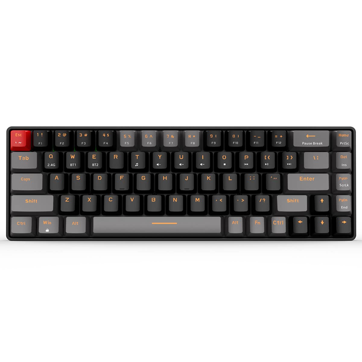 Qisan 60% Wireless Mechanical Keyboard - Red Switch, Dual Mode 2.4G/BT for PC Gaming