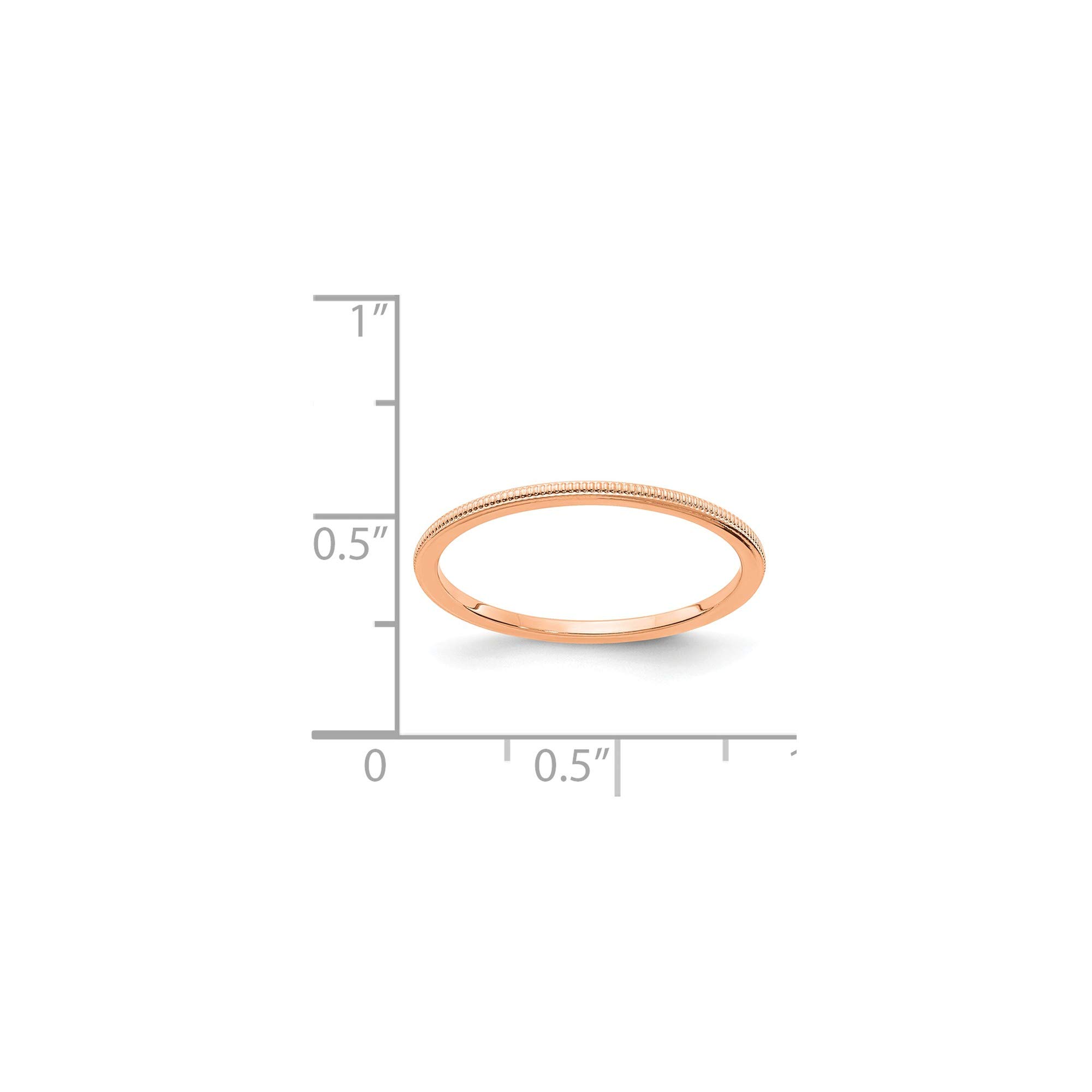 10K Rose Gold 1.2mm Milgrain Stackable Wedding Band Ring - Size 8.5 - Perfect for Stacking, Anniversary Gifts & Everyday Elegance