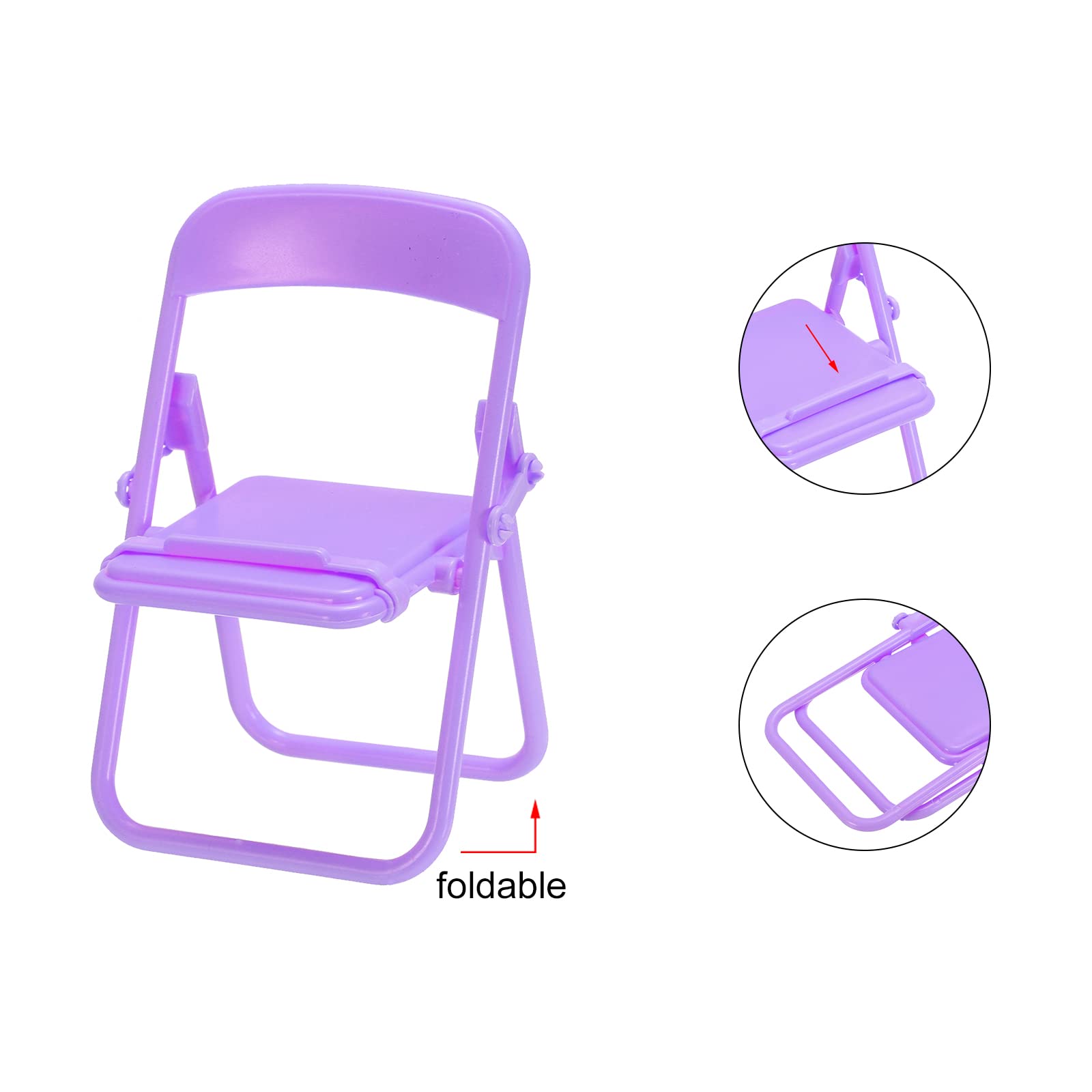 Purple Candy Color Folding Phone Stand - Multi-Angle Chair Holder for Smartphones | Perfect for Desk & Bedside Use