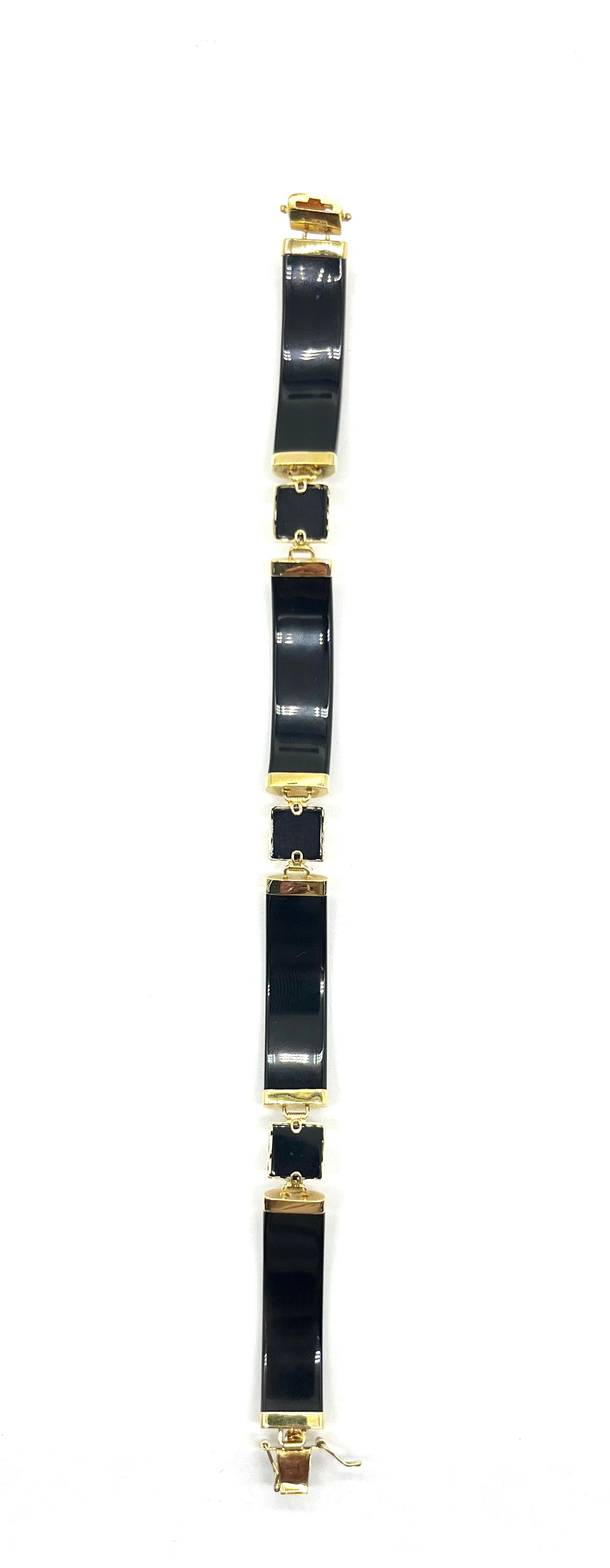 Black Onyx Link Bar Bracelet for Women - Elegant Adjustable Crystal Beaded Jewelry for Everyday Wear & Special Occasions