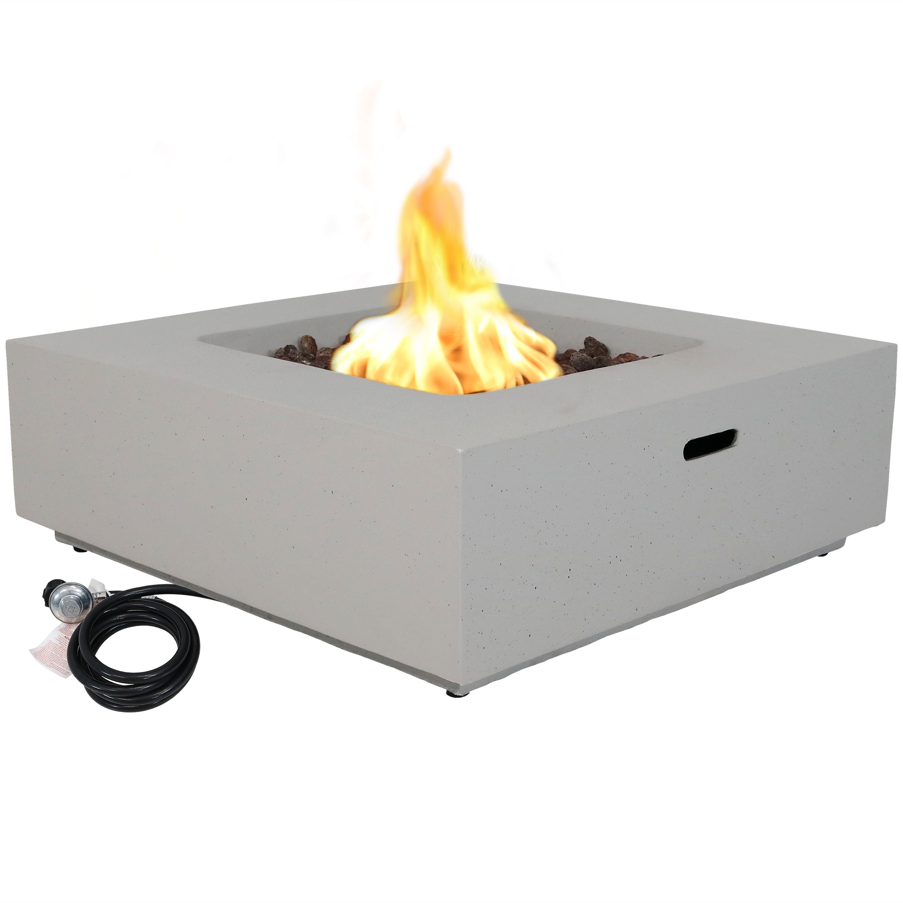 Sunnydaze Contempo Square Outdoor Propane Gas Fire Pit 34 Inch - Modern Patio Heater for Backyard, Deck, Garden & Camping - Weather-Resistant Steel Firepit with Lava Rocks