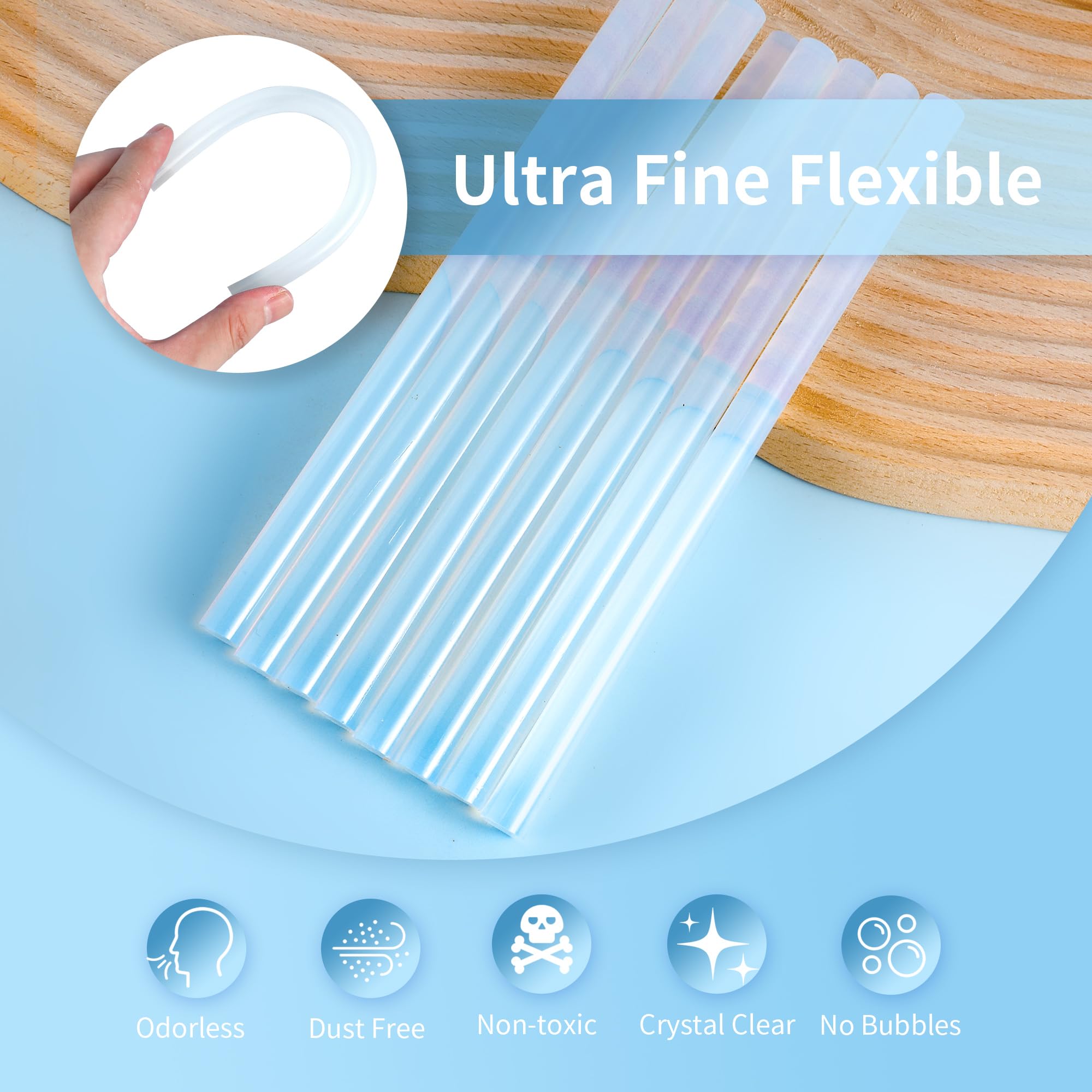 MATUFF 52-Pack Clear EVA Hot Glue Sticks - 0.43