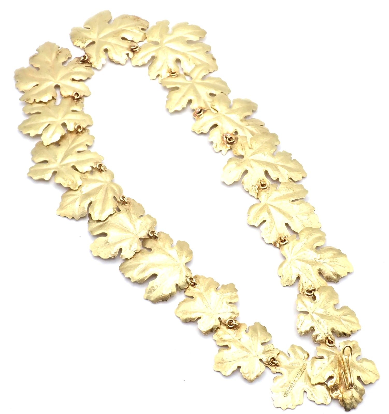 Authentic Tiffany & Co Angela Cummings 18K Yellow Gold Leaf Necklace - Vintage 1981 Rare Collectible Jewelry for Women - Perfect for Weddings, Anniversaries & Special Occasions