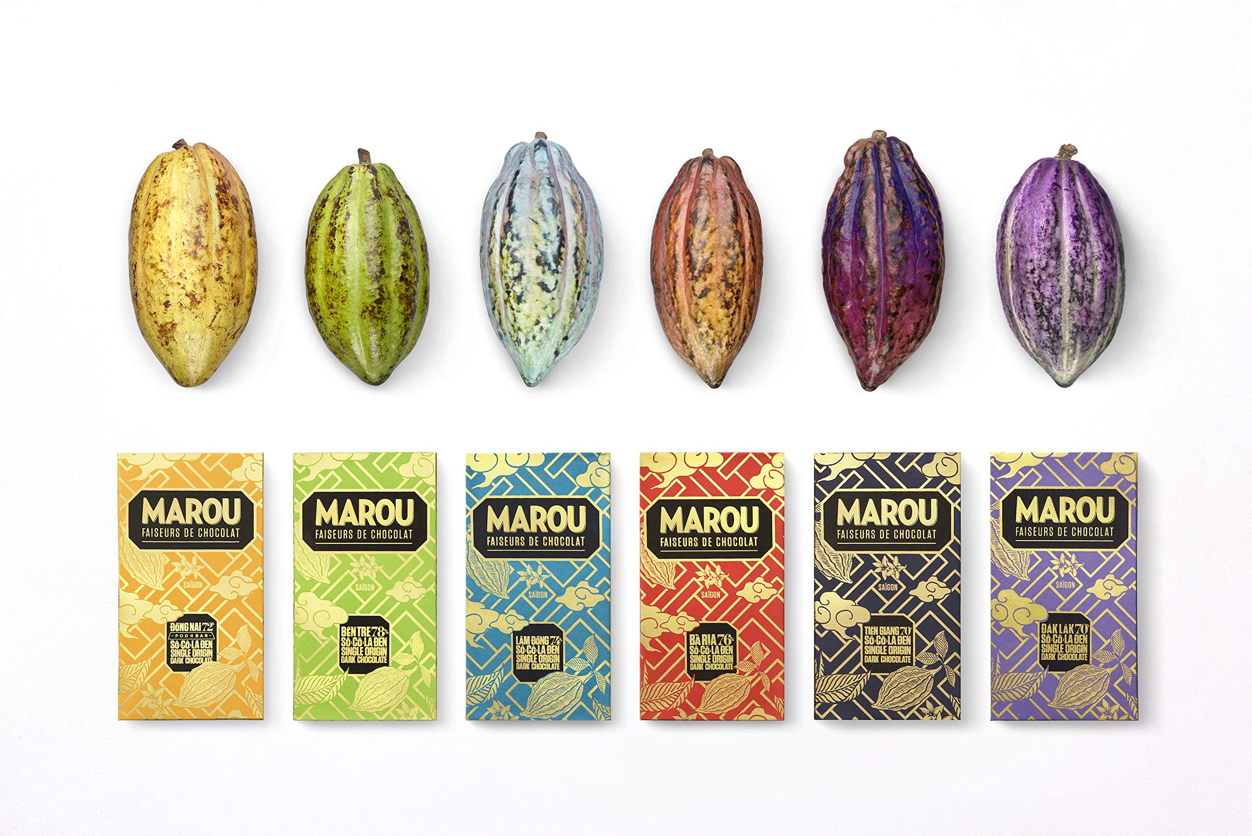 MAROU 70% Dark Chocolate Bar - Grand Cru Dak Lak Vietnam - 80g, No Lecithin, Gluten-Free - Premium Single Origin Chocolate (Box of 10) - Perfect for Gifts, Desserts & Gourmet Cooking