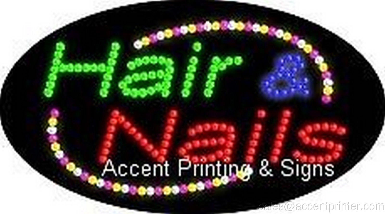 Energy Efficient LED Hair & Nails Salon Sign - Flashing & Animated Storefront Display for Barber Shops, Beauty Salons & Nail Studios
