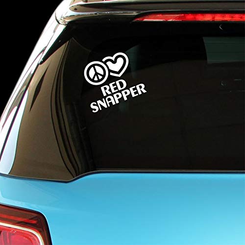 Peace Love Red Snapper Fish Car & Laptop Decal - Waterproof Vinyl Sticker for Windows, Walls, Notebooks - Perfect for Marine Lovers & Ocean Themed Decor