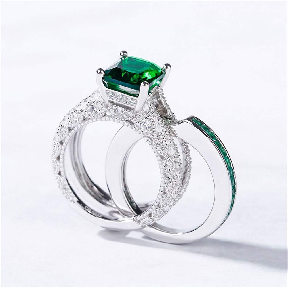 Jeulia 3PC CZ Diamond Engagement Ring Set - Radiant Cut Wedding Band with Side Stones, Romantic Anniversary Promise Rings for Women, Elegant Jewelry Gift with Gift Box - Perfect for Proposals, Anniversaries & Special Occasions