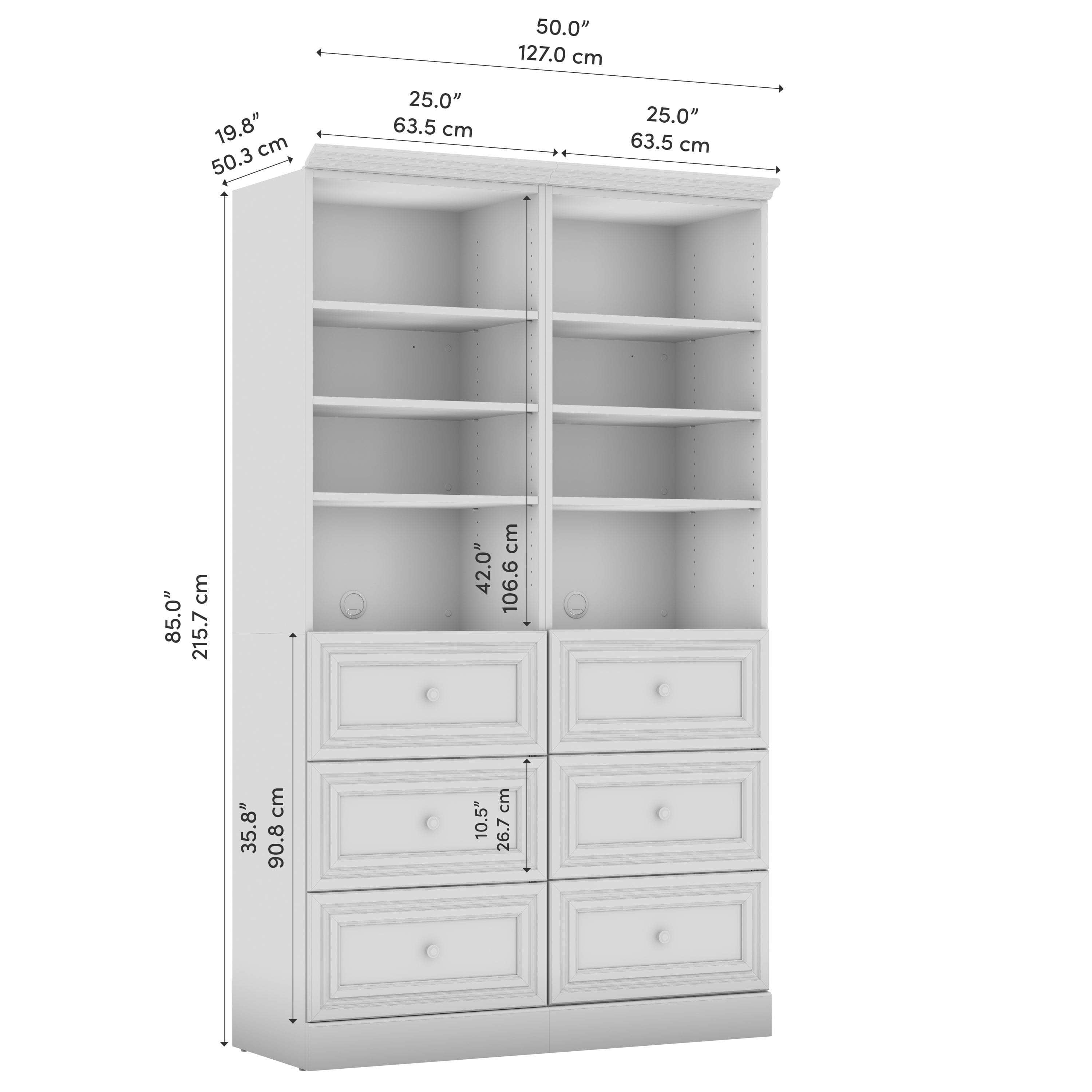 50W Adjustable Closet Organizer with Drawers - Space Saving Storage Solution for Bedroom, Closet & Office (2 Color Options)