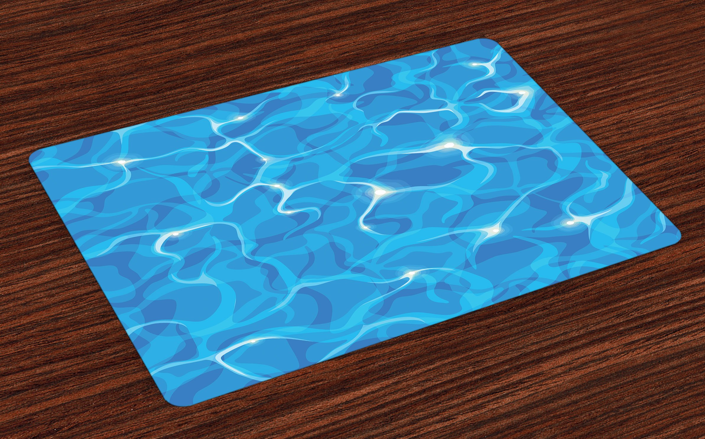 Ambesonne Aqua Place Mats Set of 4 - Realistic Water Texture Ocean Waves Design, Washable Fabric Table Mats for Dining Room & Kitchen Decor in Blue Aqua White | Perfect for Beach Themed Parties, Summer Dining, and Coastal Home Decor