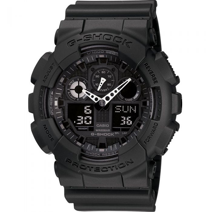 Casio G-Shock GA100-1A1 Digital Analog Watch for Men - Rugged Military Style, Shock Resistant, Waterproof - Perfect for Outdoor Sports, Hiking, and Adventure Activities