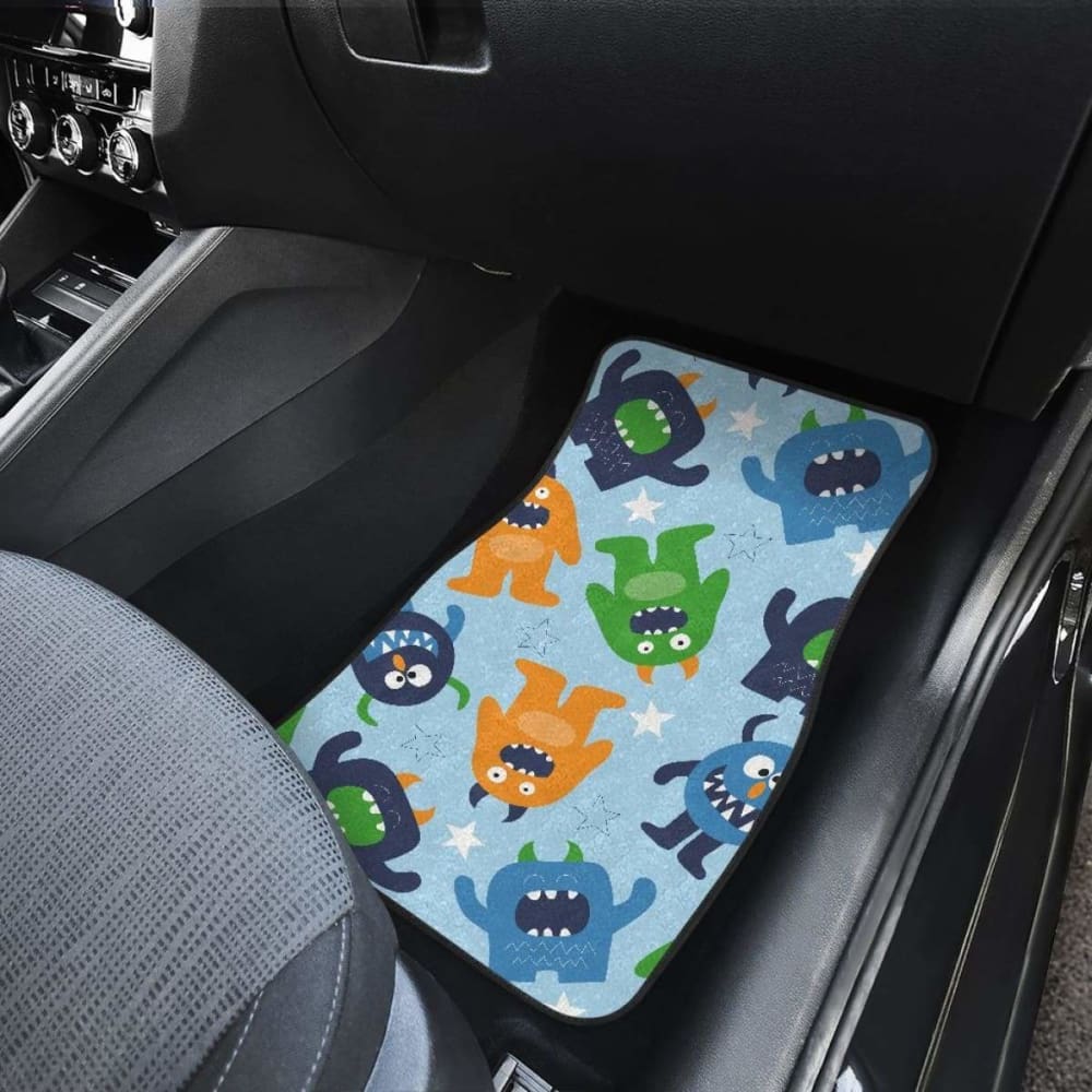 Alien Pattern Print Car Mats - Non-Slip Front and Back Floor Mats for Cars, SUVs, Trucks - Durable All-Weather Protection for Driving, Travel, and Daily Commute