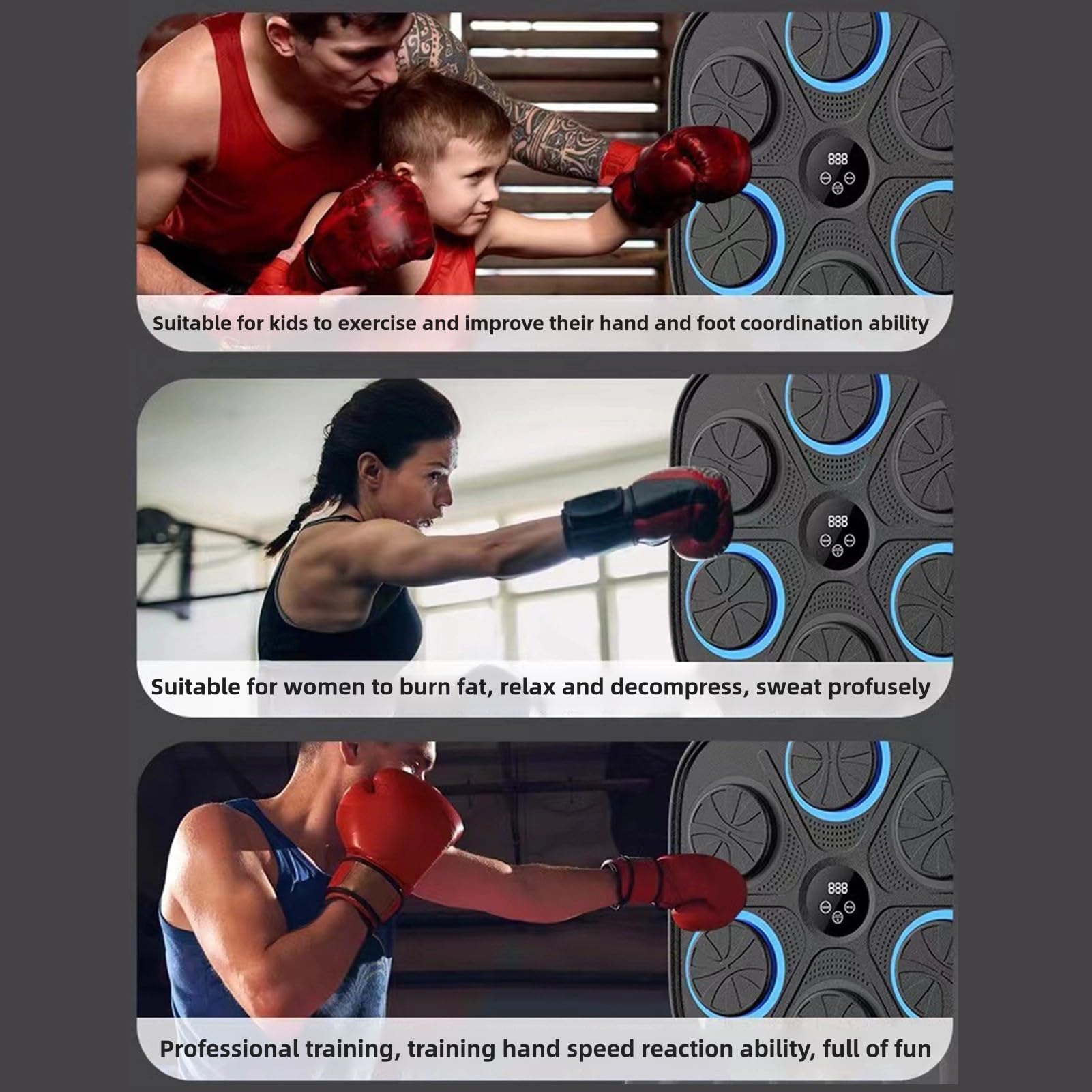 2025 Upgrade Smart Music Boxing Machine with Boxing Gloves - Bluetooth 3.0 Electronic Boxing Trainer for Adults & Kids - Wall Mounted for Home, Gym, Office - Perfect for Fitness Training, Stress Relief & Interactive Workouts