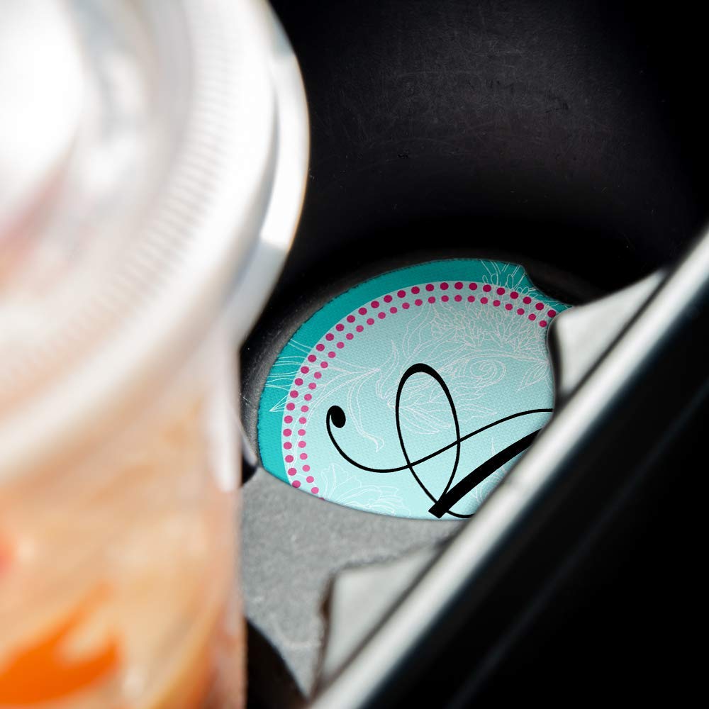 Monogram A | Set of 2 Absorbent Drink Coasters for Cars with Non-Slip Rubber Backing (2.56